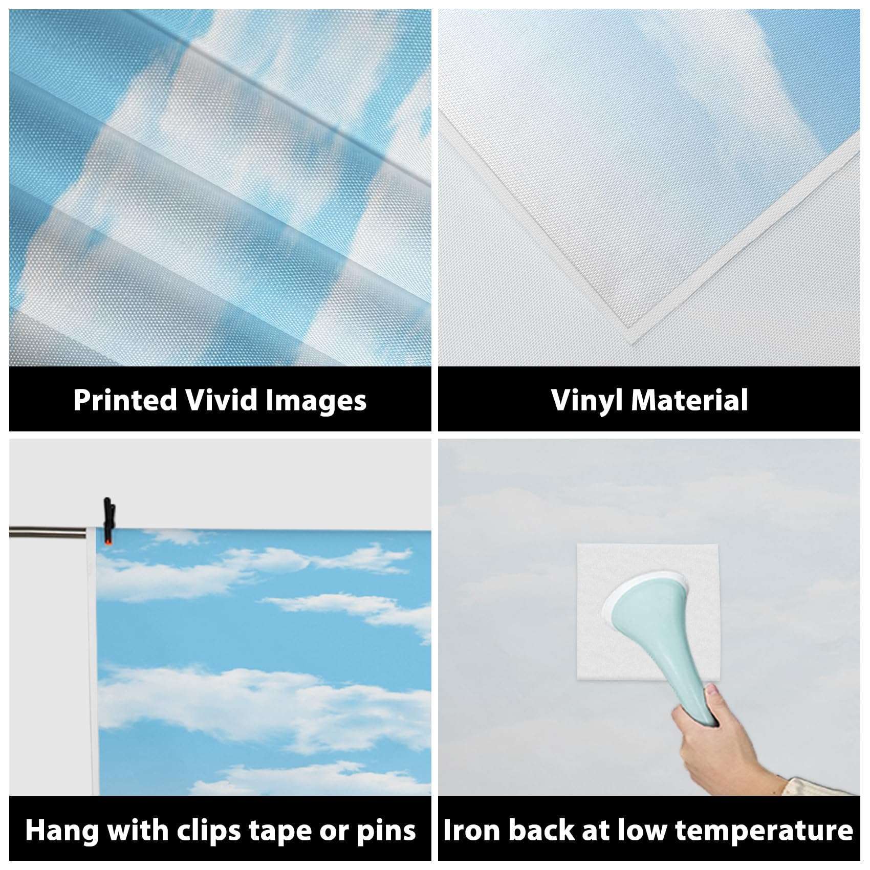 AOFOTO 3x5ft Blue Sky Backdrops White Clouds Photo Shoot Background Photography Studio Props Digital Video Drop Baby Infant Kid Newborn Toddler Artistic Portrait 5