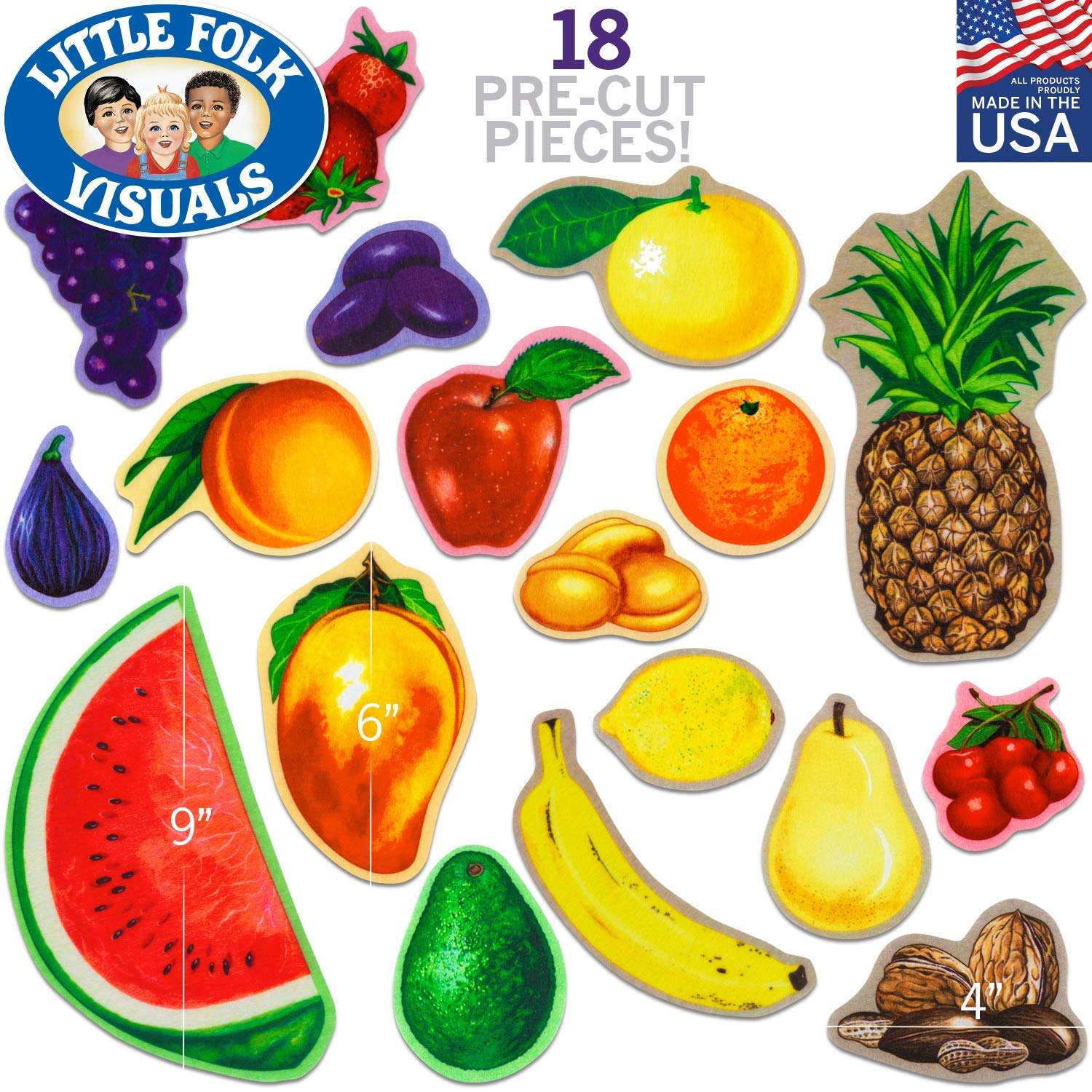 Little Folk Visuals Fruits and Nuts Precut Flannel/Felt Board Figures, 18 Pieces Set 2