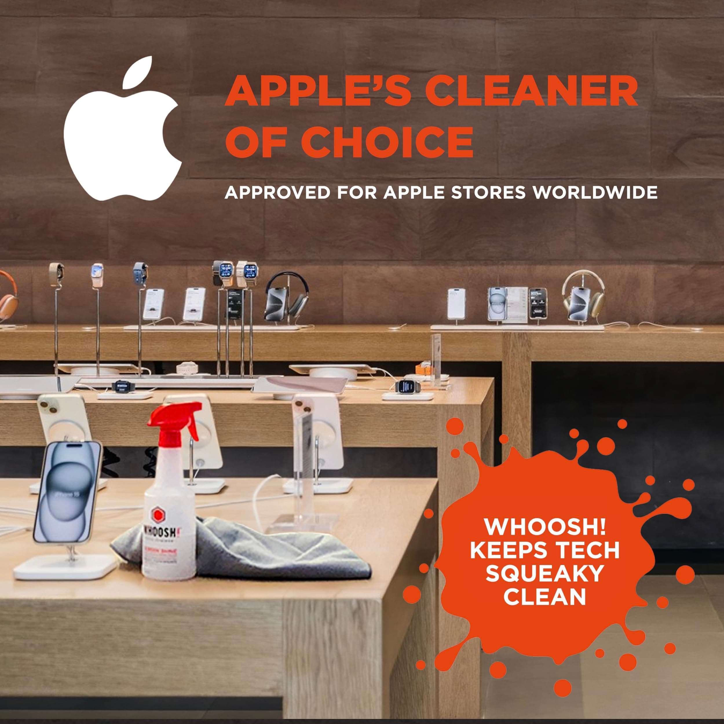 WHOOSH! Pro 16.9 fl oz Refillable TV Screen Cleaner & Microfiber Cloth - Streak-Free Cleaner for Flat Screens, OLED, LCD, Smart TV, Monitors - Non-Toxic, Odorless - Electronics Cleaning Kit 5