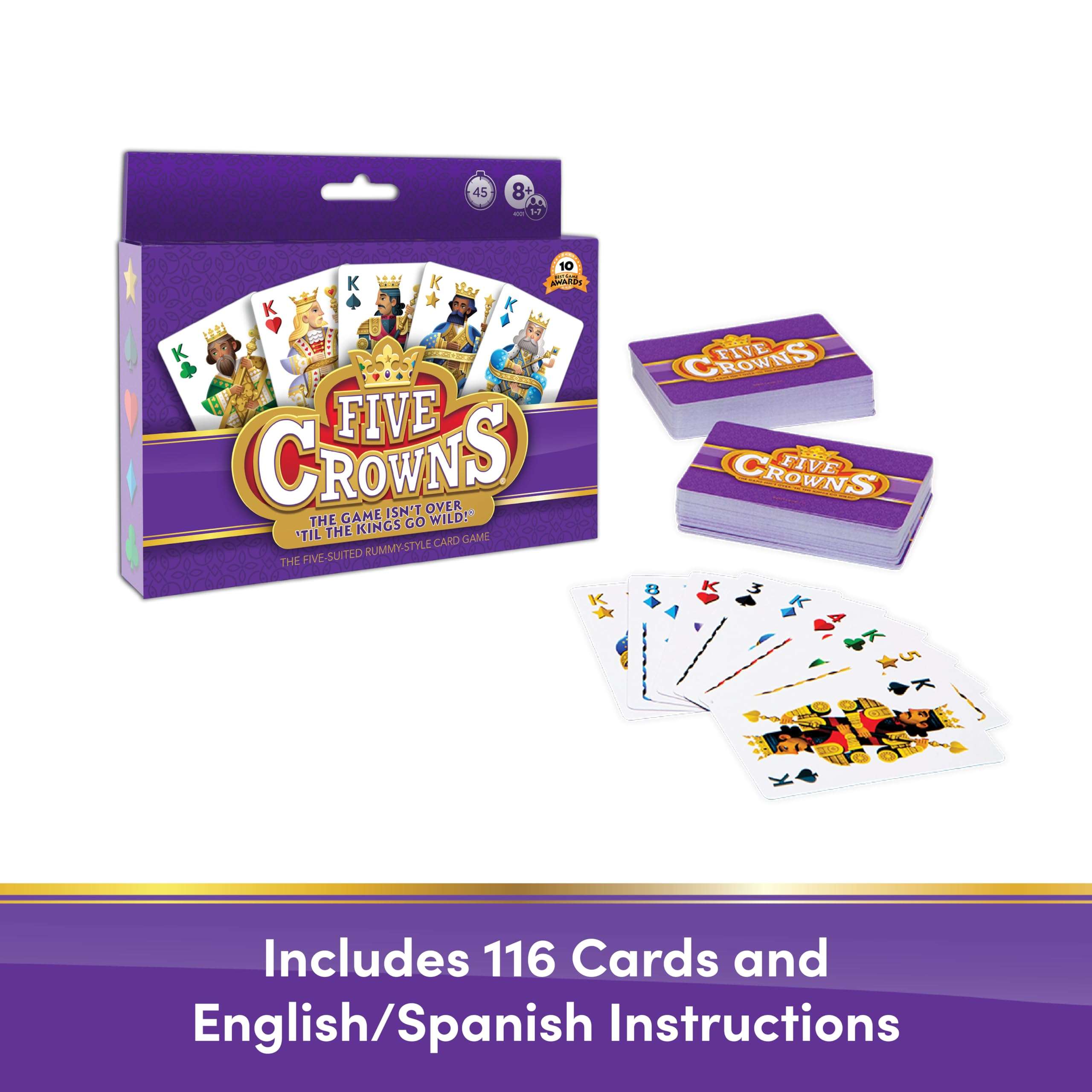 PlayMonster Five Crowns — The Game Isn't Over Until the Kings Go Wild! — 5 Suited Rummy-Style Card Game — For Ages 8+ 6