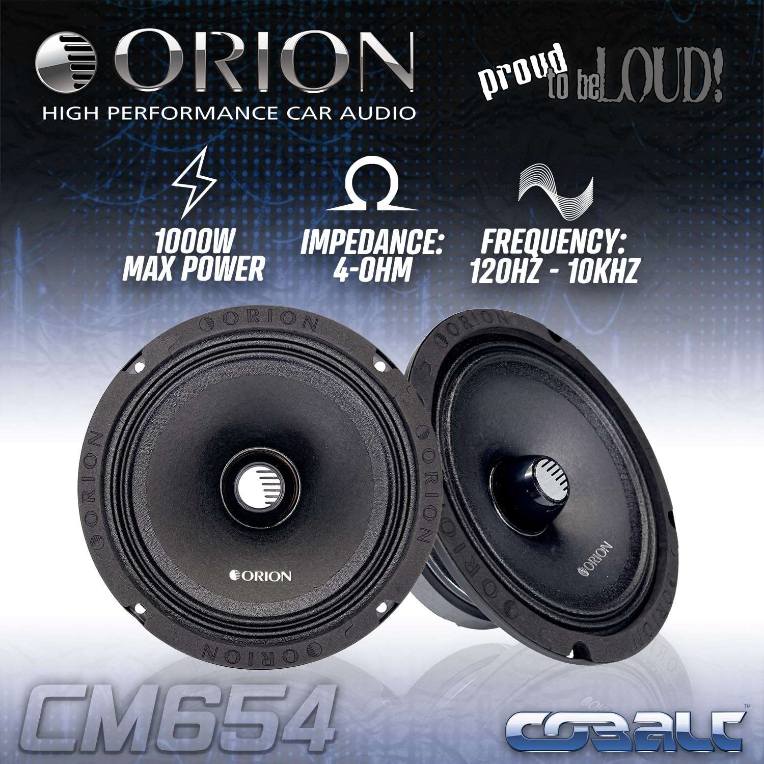 ORION Cobalt CM654 High Efficiency 6.5" Mid-Range Bullet Loudspeakers, 1000W Max Power, 250W RMS, 4 Ohm, 1.5" Voice Coil - Pro Car Audio Stereo, Midrange Speakers (Pair) 3
