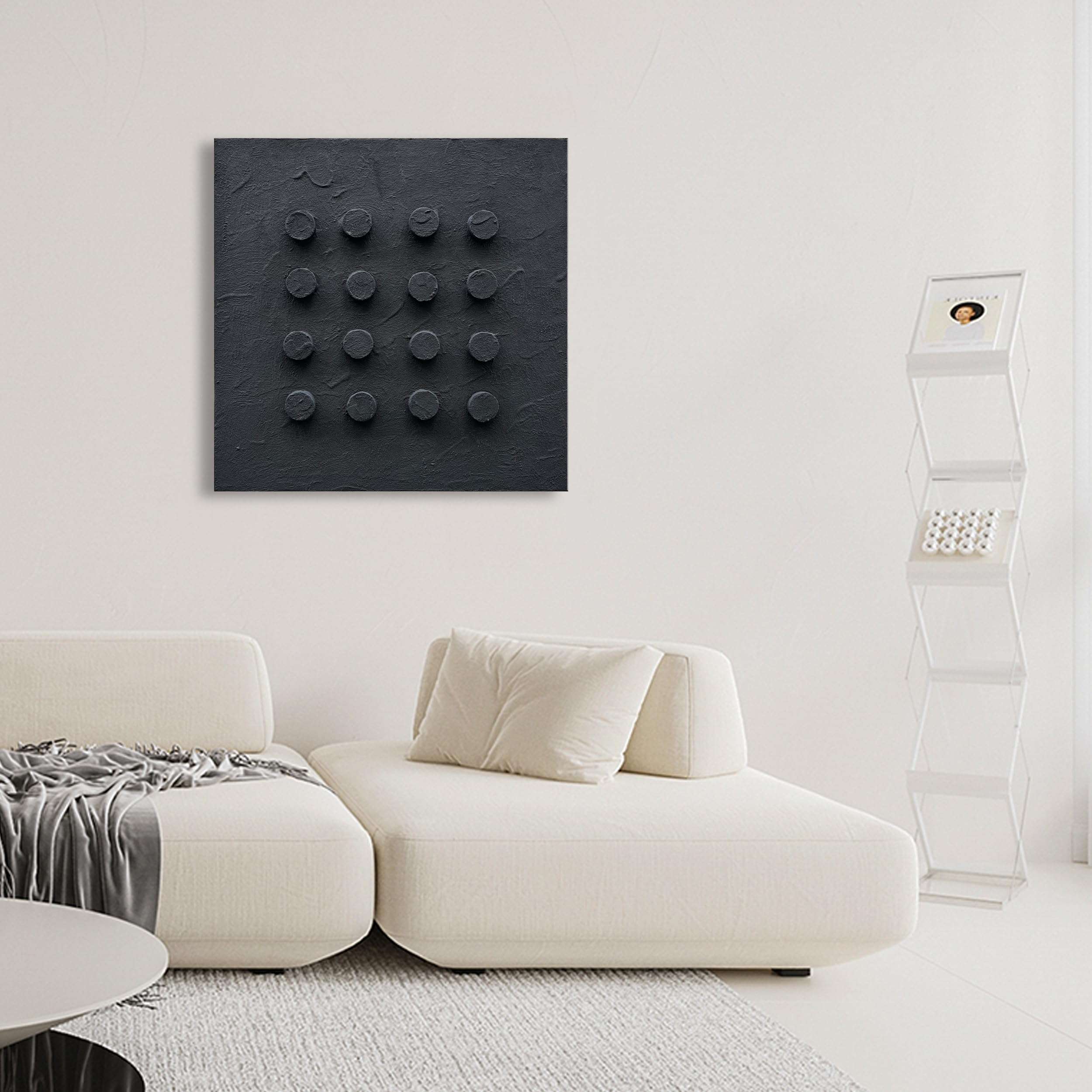 NANKAI Art Hand-Painted Black Thick Texture Abstract Art Oil Painting 24x24 inch Modern Minimalist Art Home Wall Decoration Painting 6