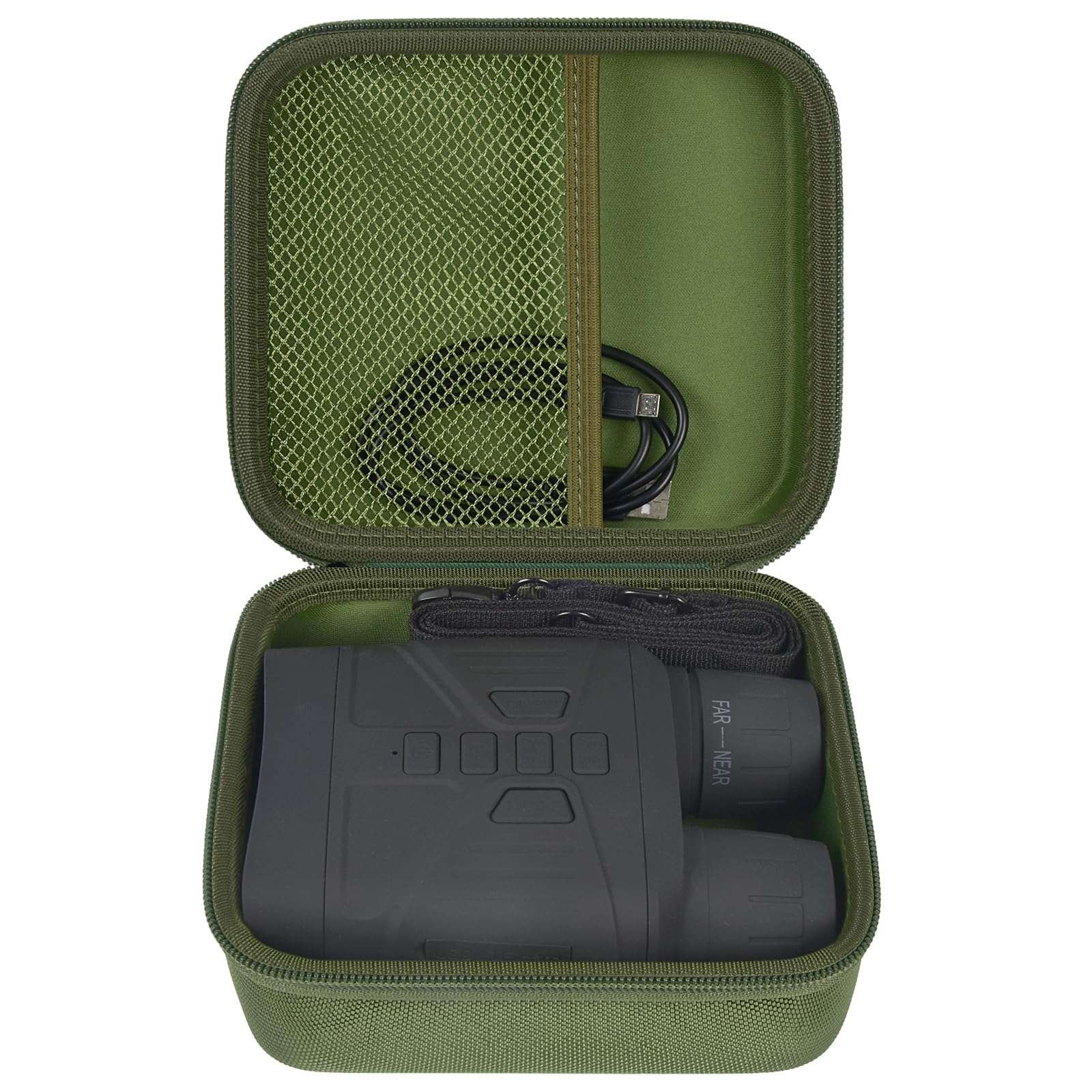Case Compatible with Fvtga/for Vtiisamao Night Vision for Goggles - 4K Night Vision Binoculars, Holder for Telescopes Optics Scope, Mesh Pocket for 32GB Memory SD Card, Neck Strap (Case Only) (Green)