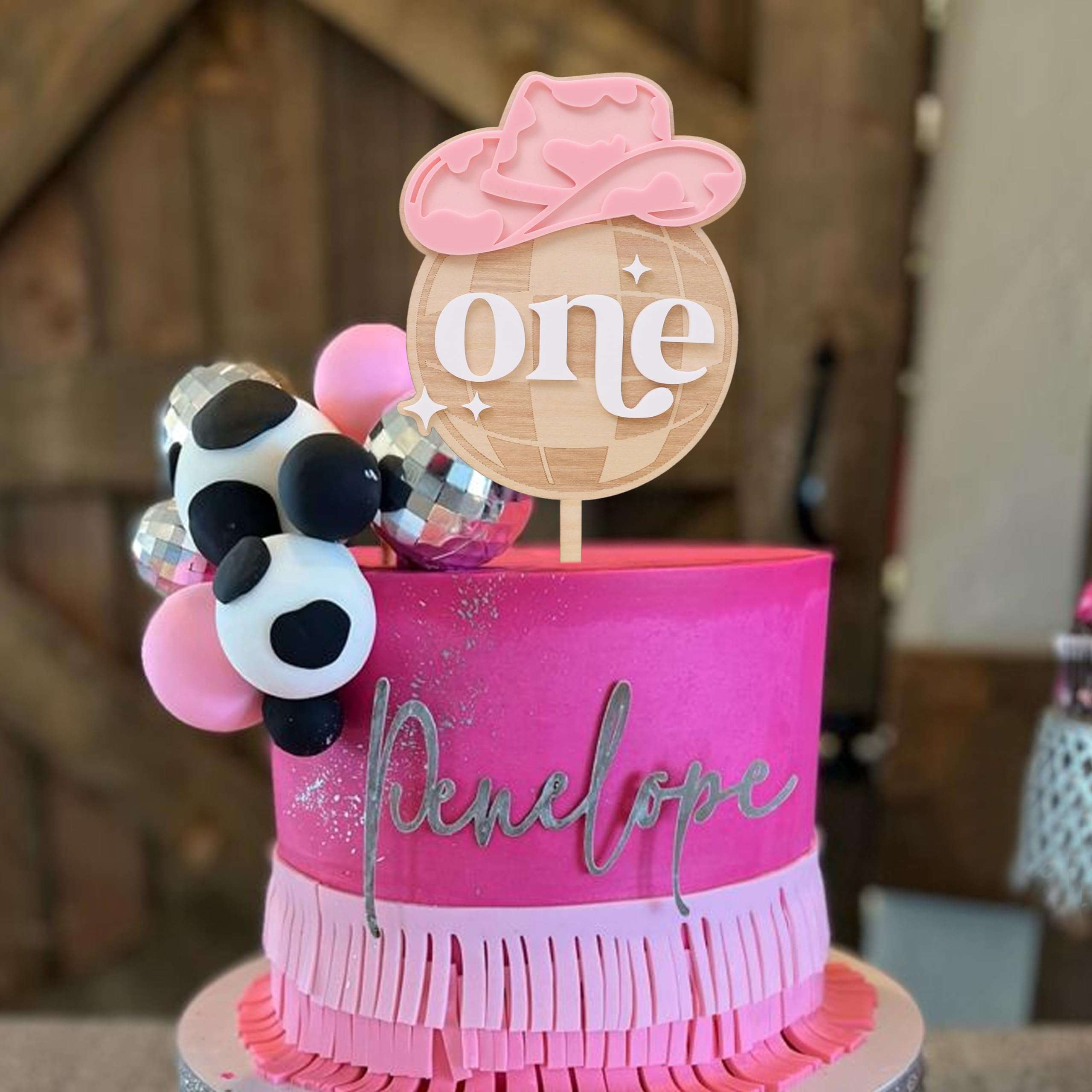 Disco Cowgirl 1st Birthday Cake Topper - Rodeo Girl Birthday Decor, Cowgirl First Birthday Decorations, Girls My First Rodeo One Cake Topper 6