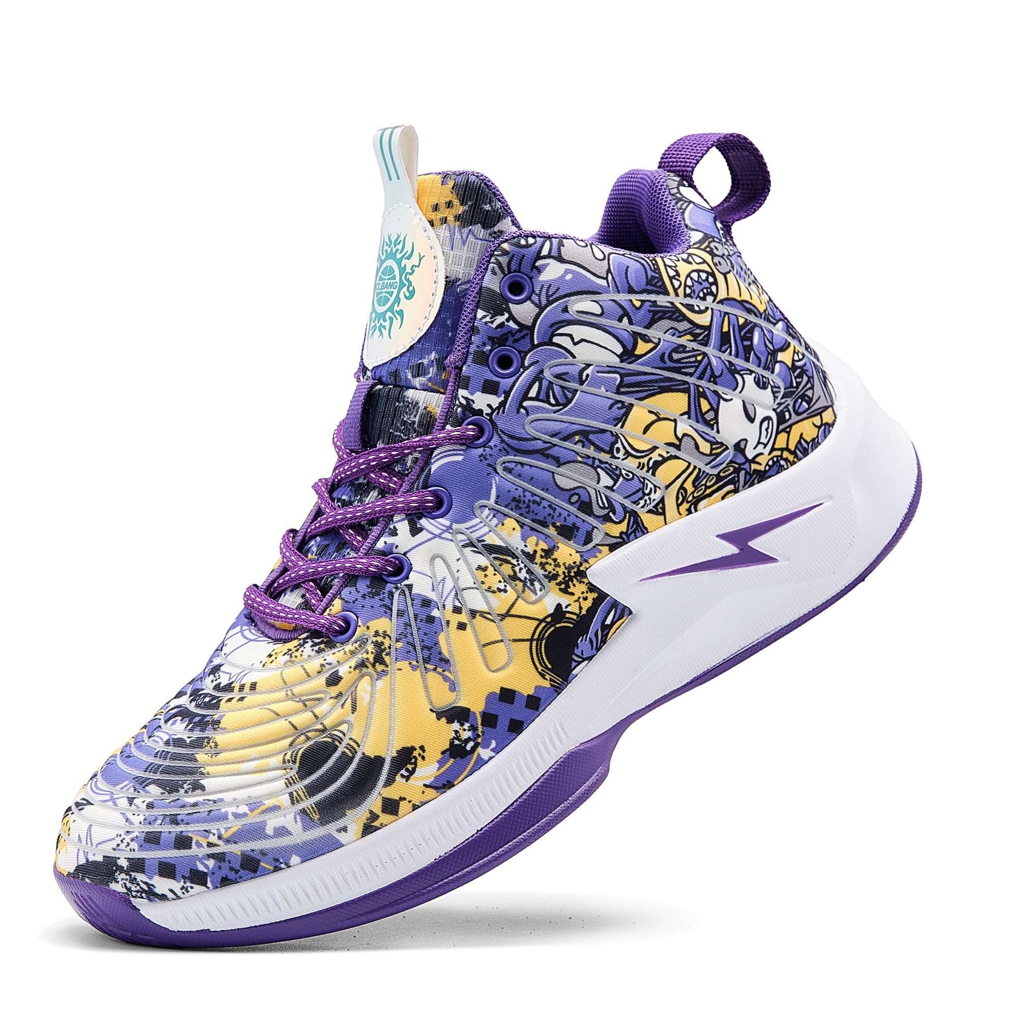 kniaiwx Men's High Top Basketball Shoes Lightweight Breathable Non Slip Gym Sneakers Suitable Training Sports Purple-1 Size 10.5 1