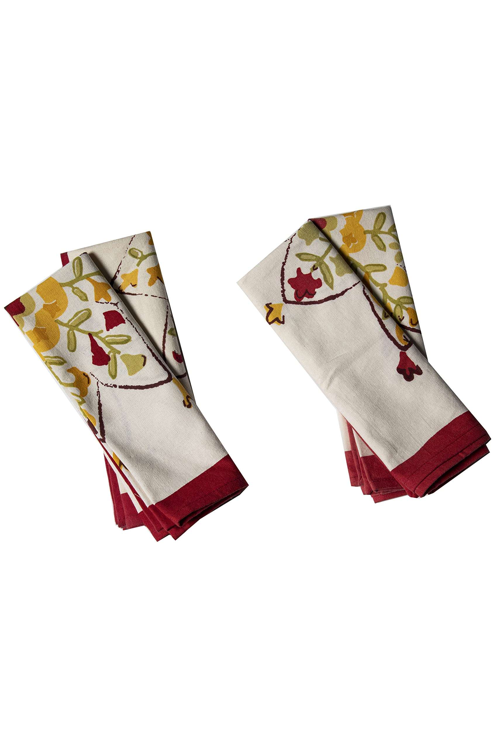 CONTRAST LIVING Srswoti Hand Block Printed Kitchen Towel/Dish Towel/Hand Towel Multi Color Set of 3 Pcs 4