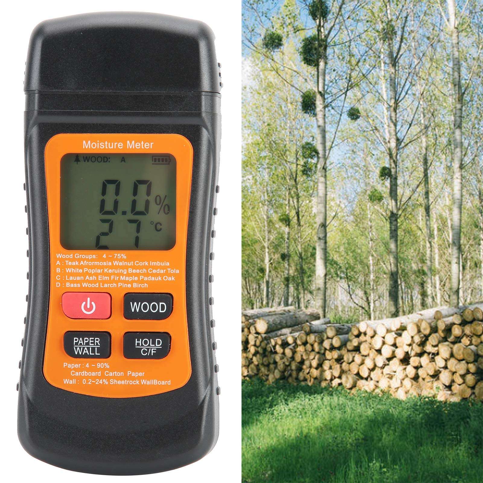 Wood Moisture Detector, Wood Temperature Tester 2 in 1 Timber Damp Detector Wood Moisture Meter, Firewood for Wood Building Material Walls Paper Woodworker 6