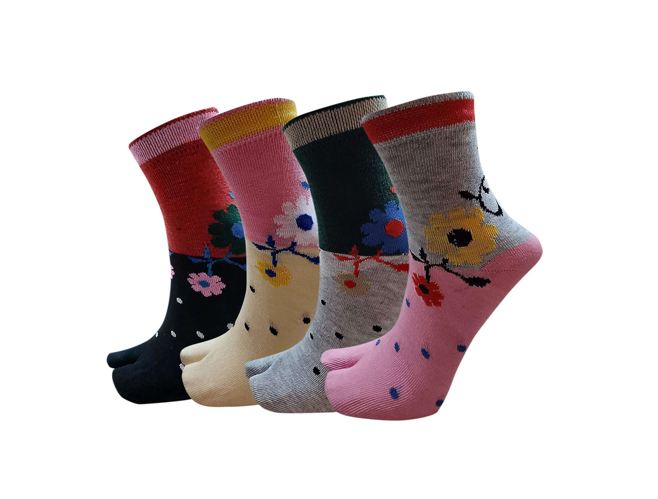 BEST FRIENDS FOREVER (BFF) Women's Deisgner Thumb Ankle length Pure cotton Multicolor Premium all Season Socks. (Multicolor, 3) 1