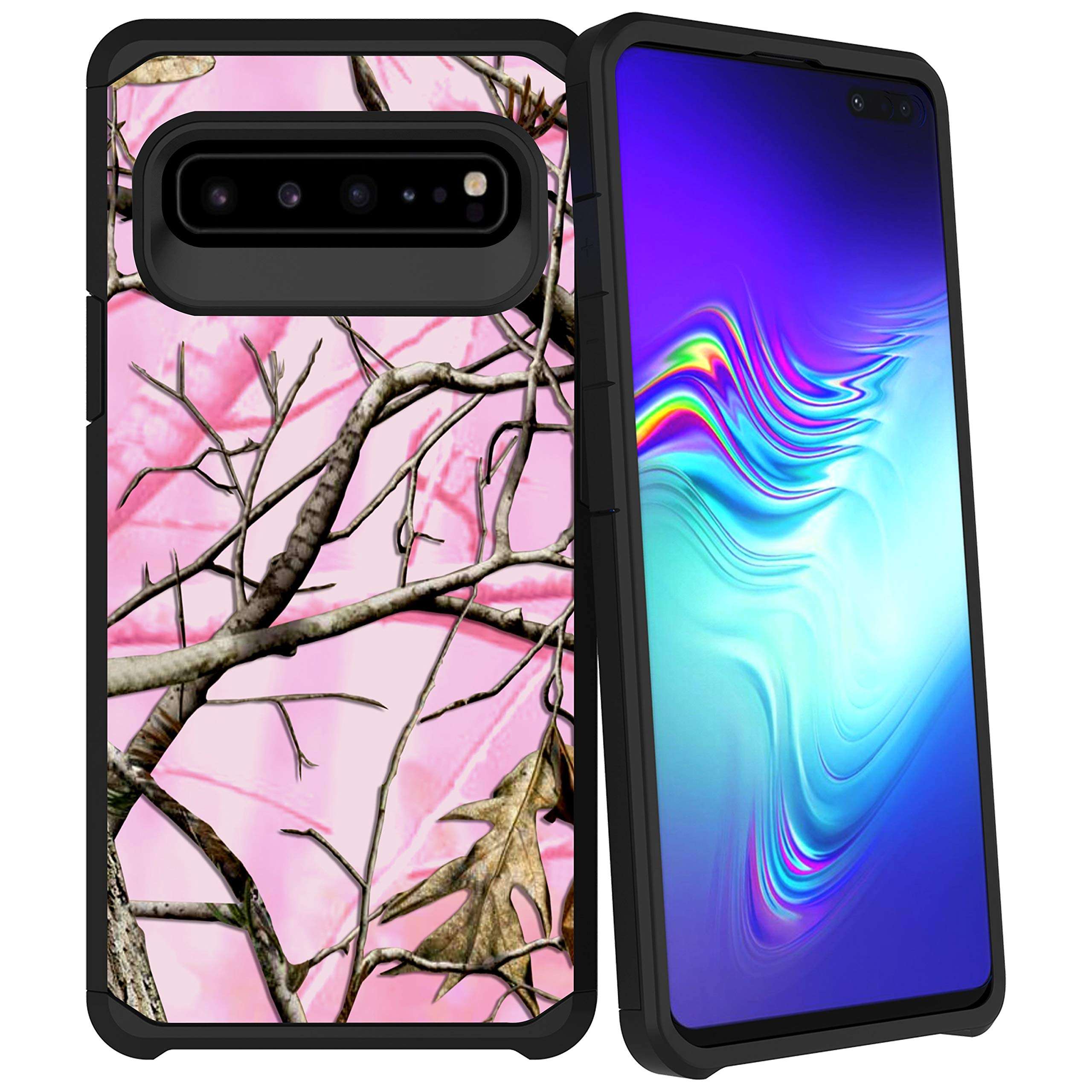 MINITURTLE Compatible with Samsung Galaxy S10 5G G977 Slim Fitted Dual Layer Protective Case - Pink Tree Camo 2
