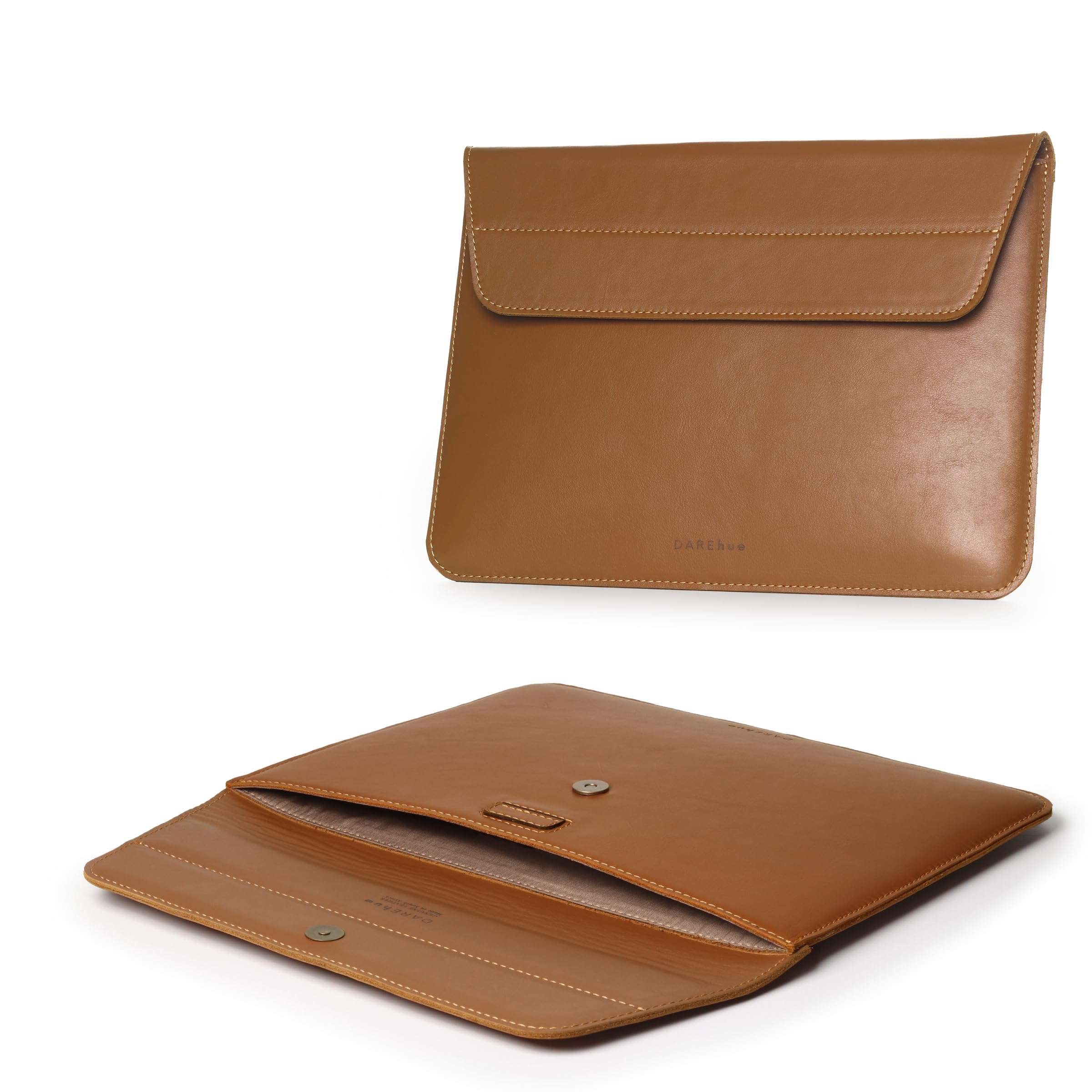 DAREhue 13" 14" 15" 16" Genuine Full Grain Leather Laptop Sleeve with Built-in Stand & Padding (Fits MacBook Air/Pro & Other 13.3/13.6/14.2/15.6 inch Laptops) (Toffe Brown, 13” - 14”) 4