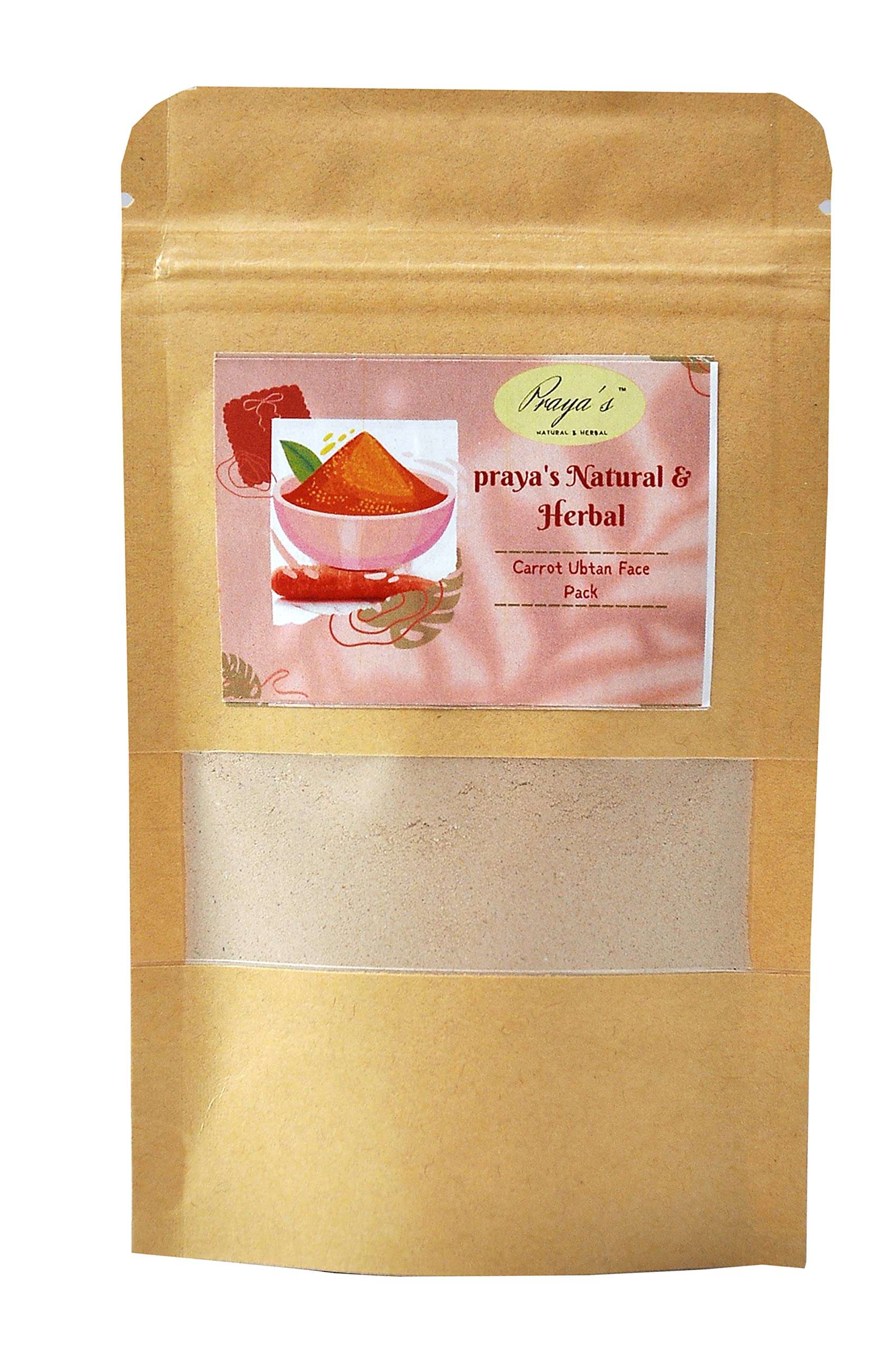 Praya’s Natural Carrot Ubtan Face Pack- Extract for Glowing & Brightening Skin Suitable for Normal to Oily - For Men and Women. 1