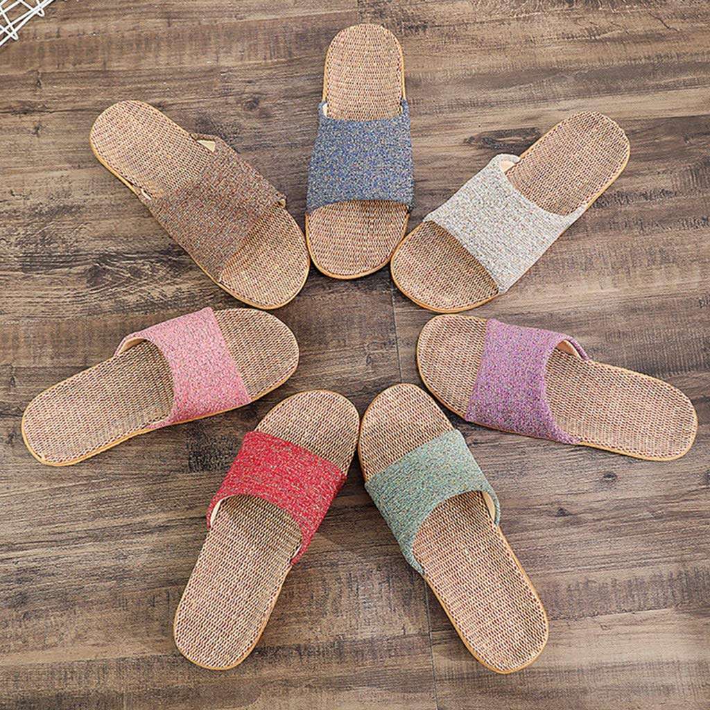 RUIVE Beach Flip Flop for Men's Casual Slip On Linen Slides Indoor Home Womens Summer Slippers 4