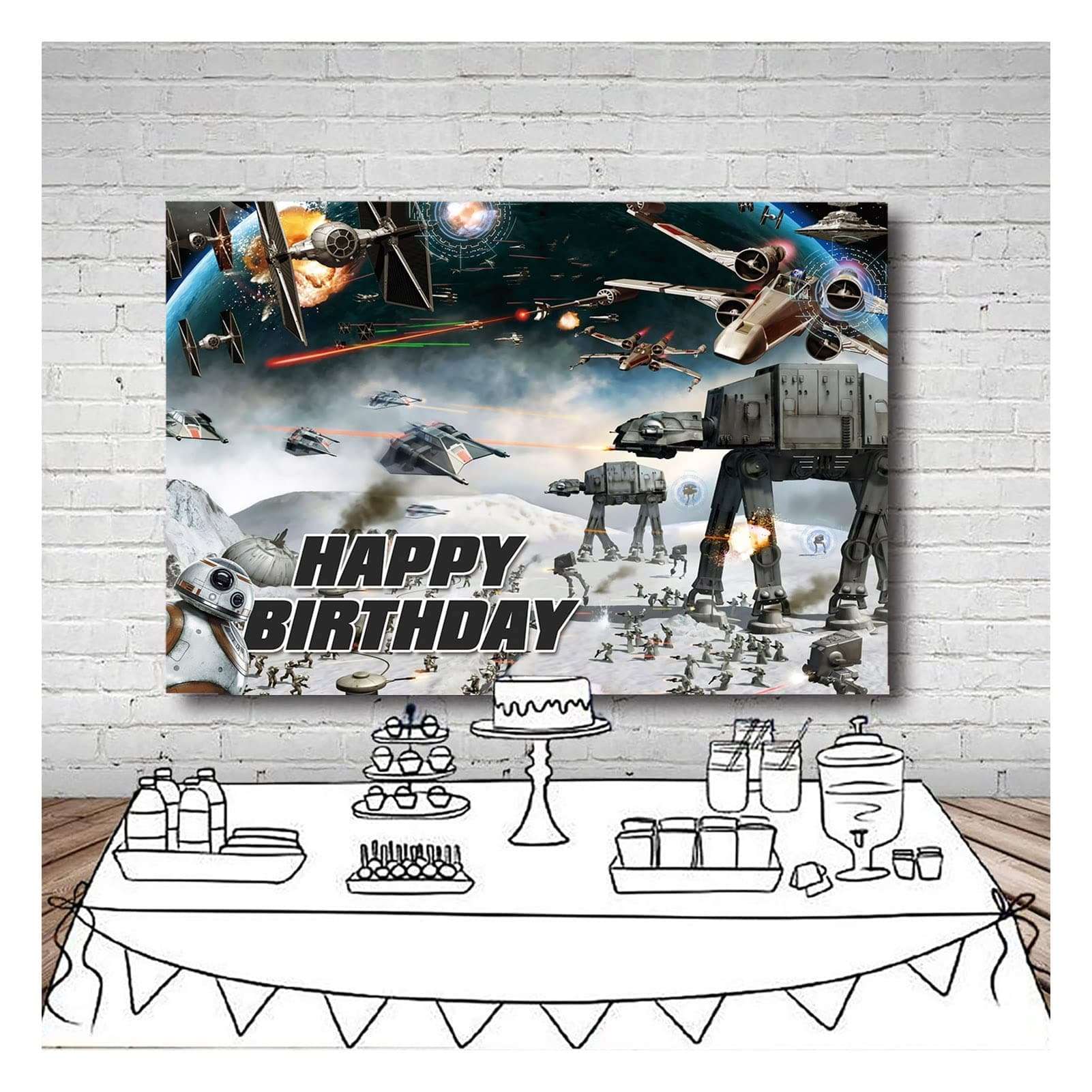 Outer Space Galaxy Wars Photography Backdrop Black Stars Science Fiction Photo Backgrounds Kids Boys Birthday Decorations Cake Table Banner 5x3ft 5