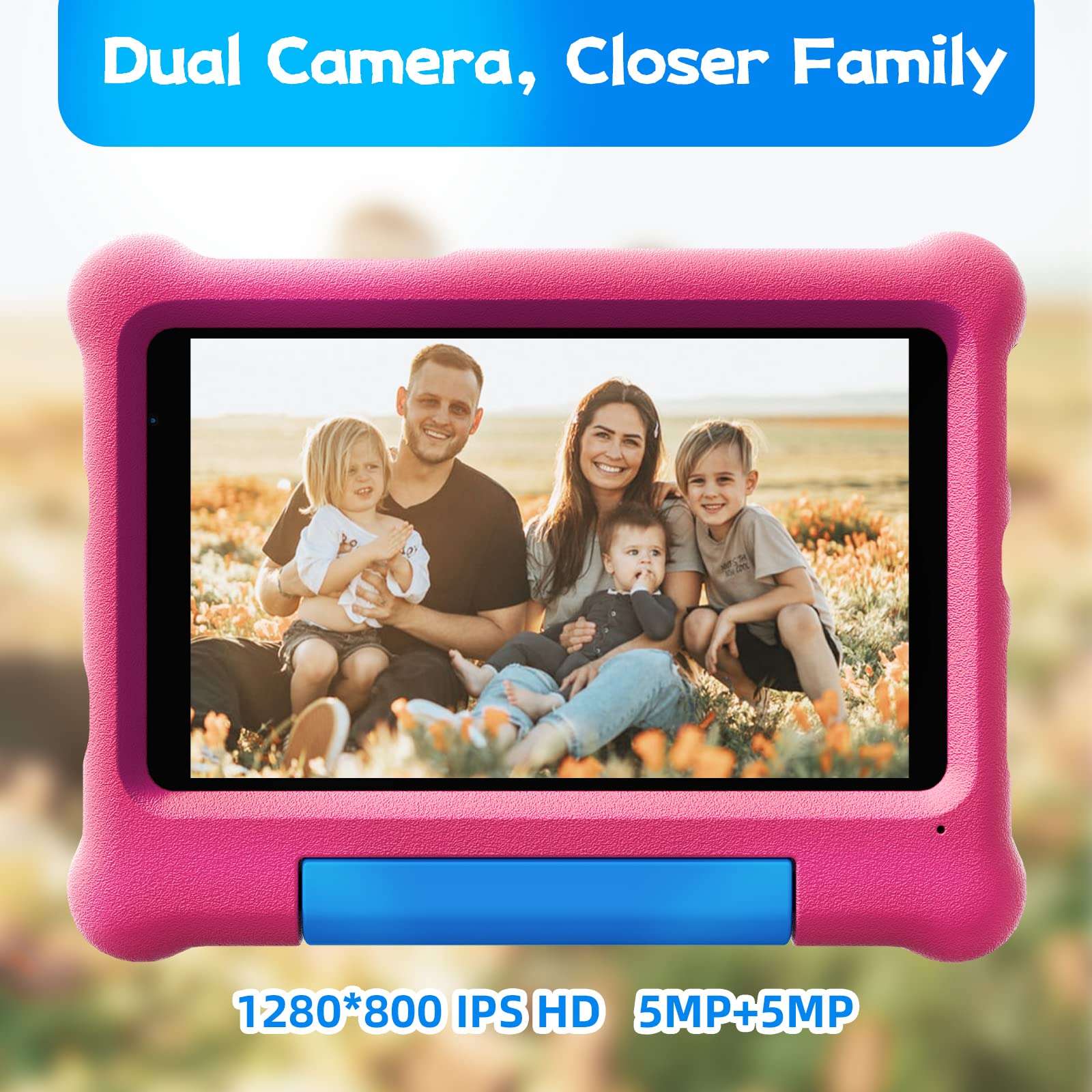 G-TiDE Kids Tablet, 8 inch Tablet for Kids, 5100mAh Big Battery, 2GB+32GB Learning Tablets, 5MP Dual Camera, Fun Kids App - KLAP, Parental Controls, Screen Protector, Toddler Tablets Case, Pink 5