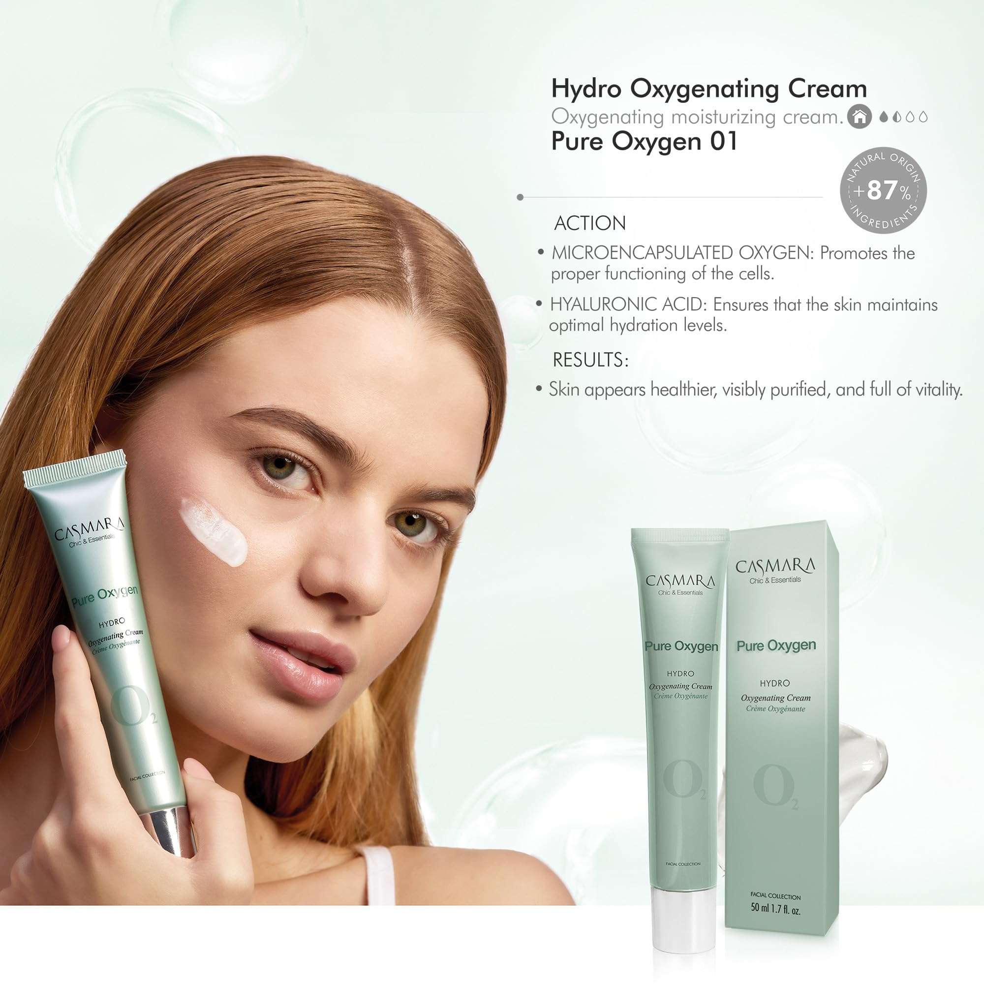 Casmara Hydro Oxygenating Cream Pure Oxygen 1 for All Skin Type with Riboxyl & Hyaluronic Acid 50ml 4