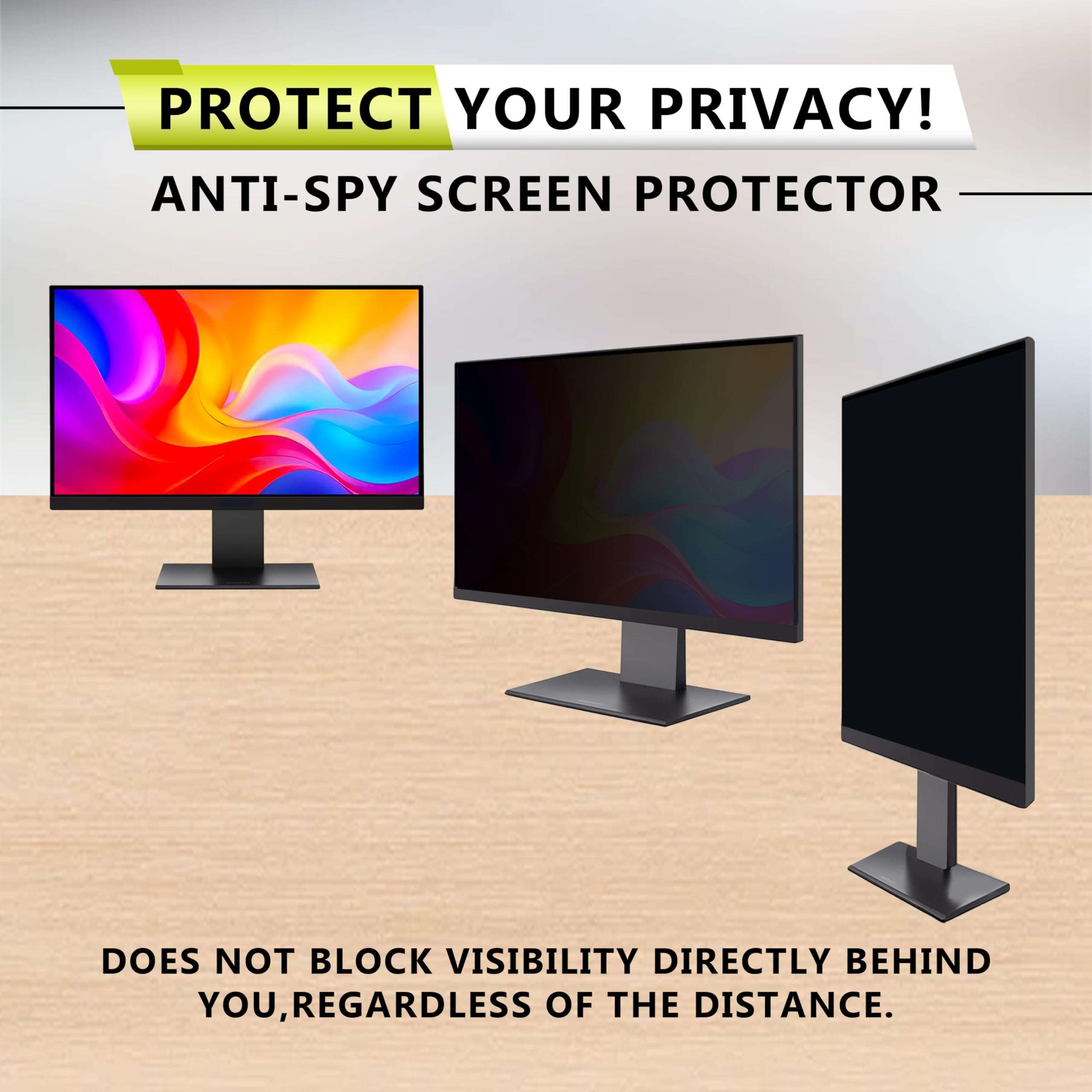 YongMai 24 Inch Computer Privacy Screen Filter, 16:9 Anti-Spy Blocker with Nano Adhesive Tape, No Bubbles Easy Install, Anti-Glare Eye Protection Scratch Resistant Film for Widescreen Monitor 5