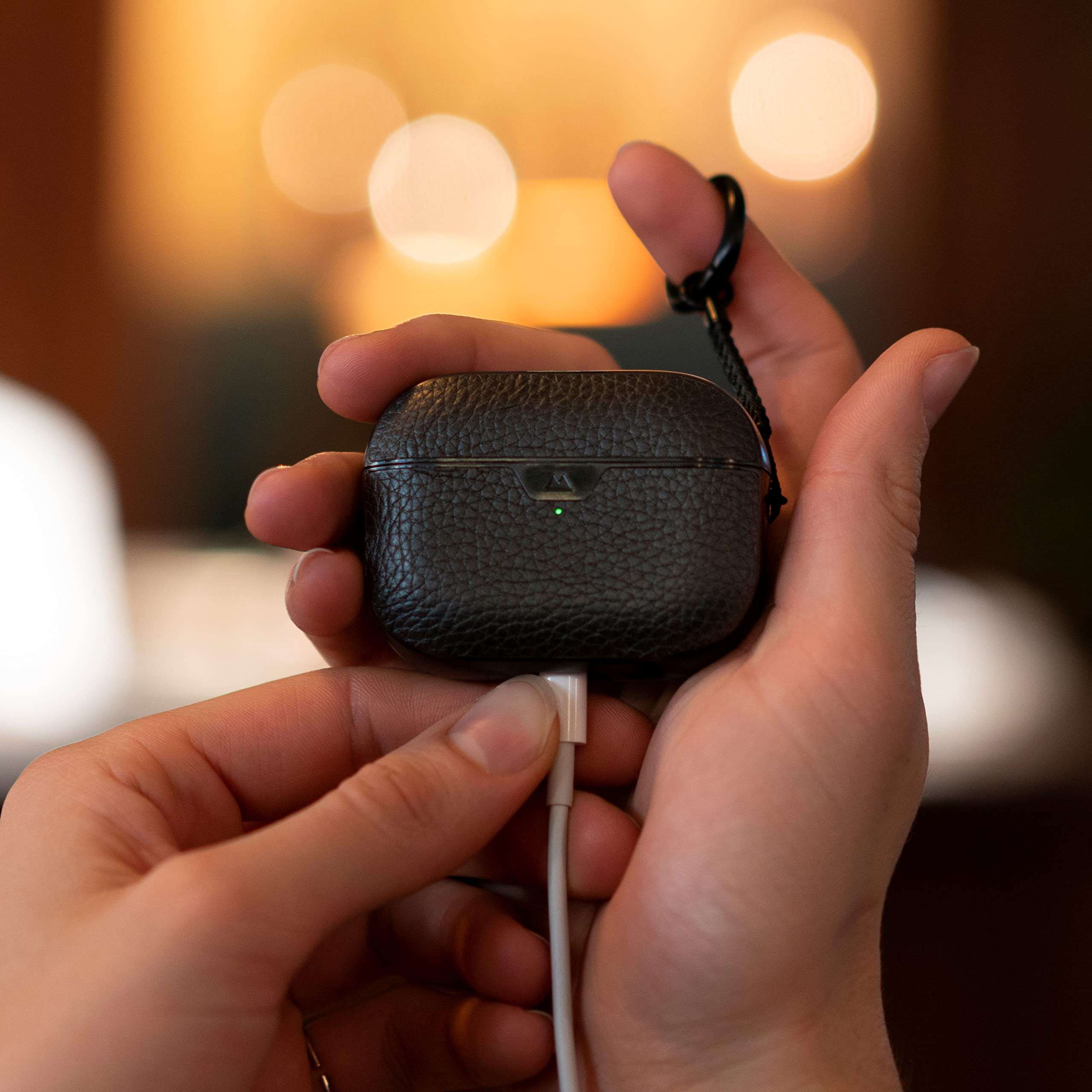 Mous – Protective Airpods Pro Case Cover with Keychain, Wireless Charging Compatible - Genuine Leather - Black – AirPods Pro Accessories 6