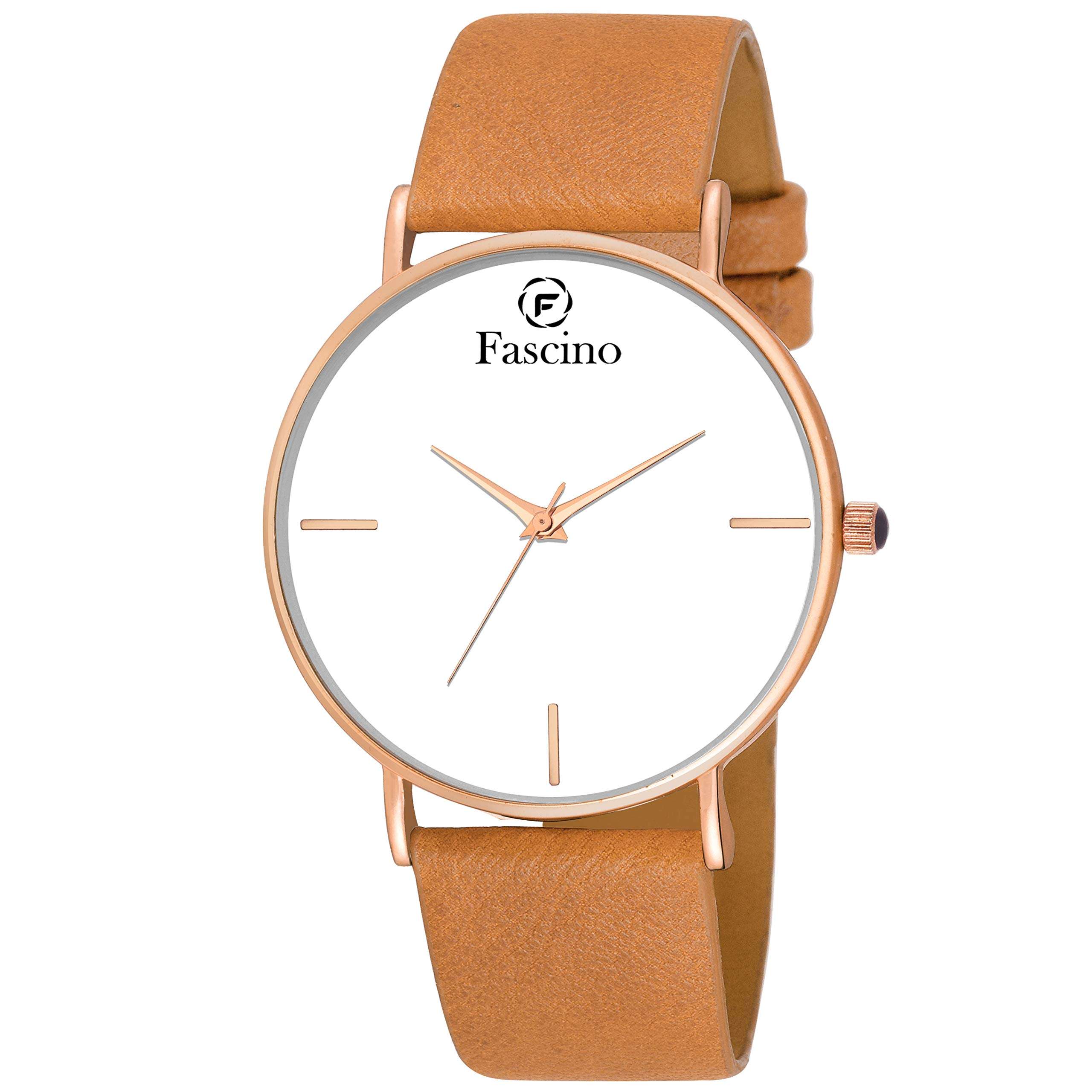 Fascino FCW 1413-CP Analogue Men's Watch(White Dial Brown Colored Strap)-FCW 1413-CP 1