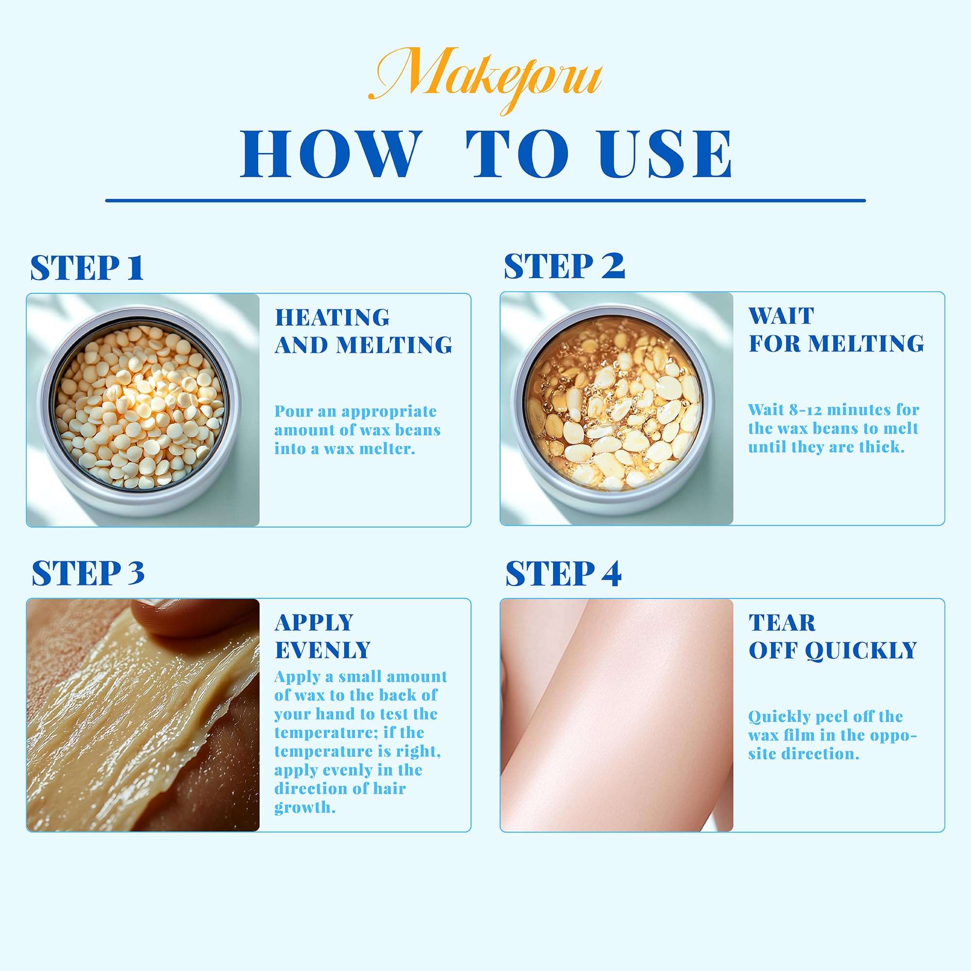 Hair Removal Wax Beads 2.2lb (1000g), Hard Wax Beads for Whole Body, Painless Hair Removal Wax Bead Set for Women and Men, 10 Flavours, Contains 20 Wax Sticks 6