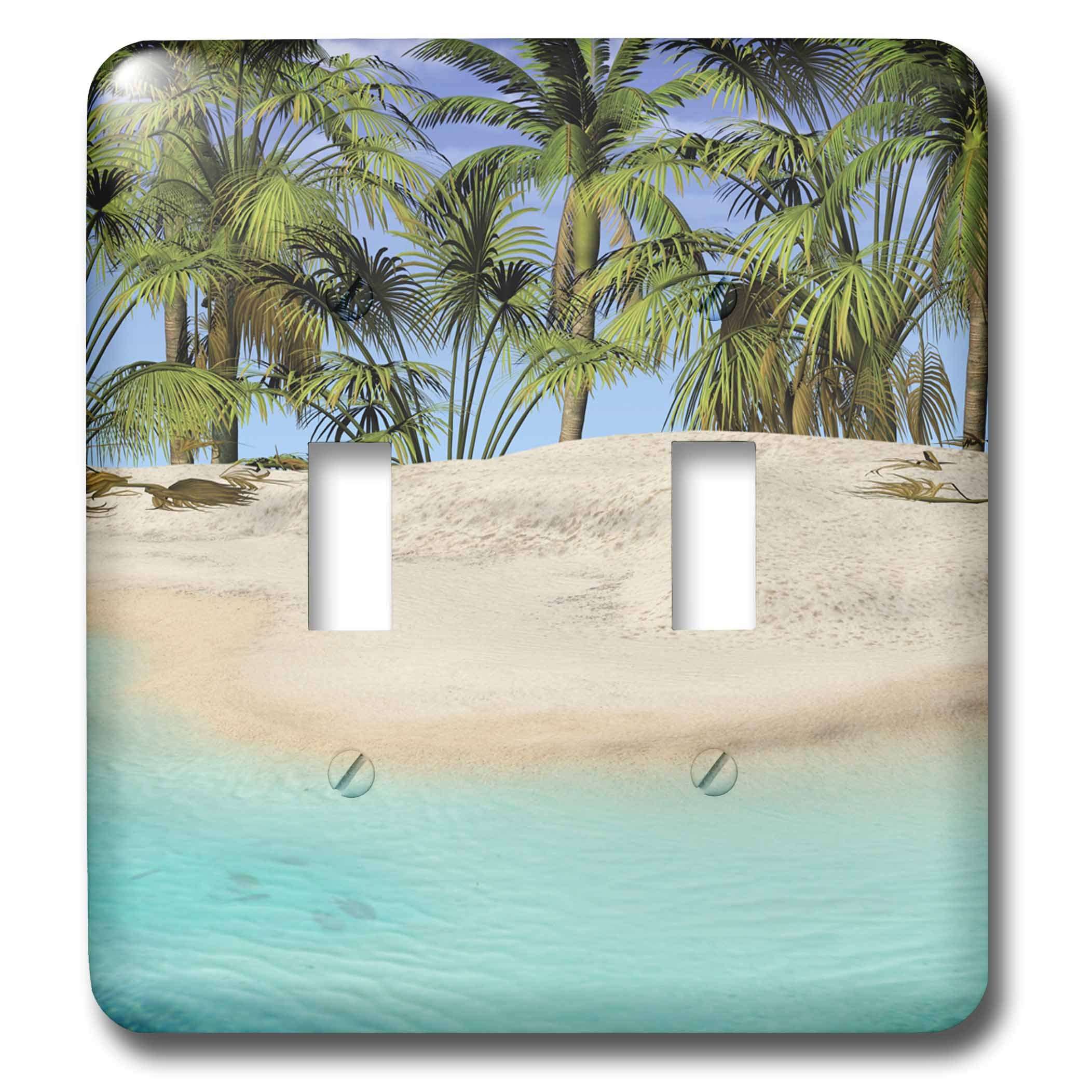 3dRose lsp_213834_2 The Edge of The Beach with Palm Trees Double Toggle Switch