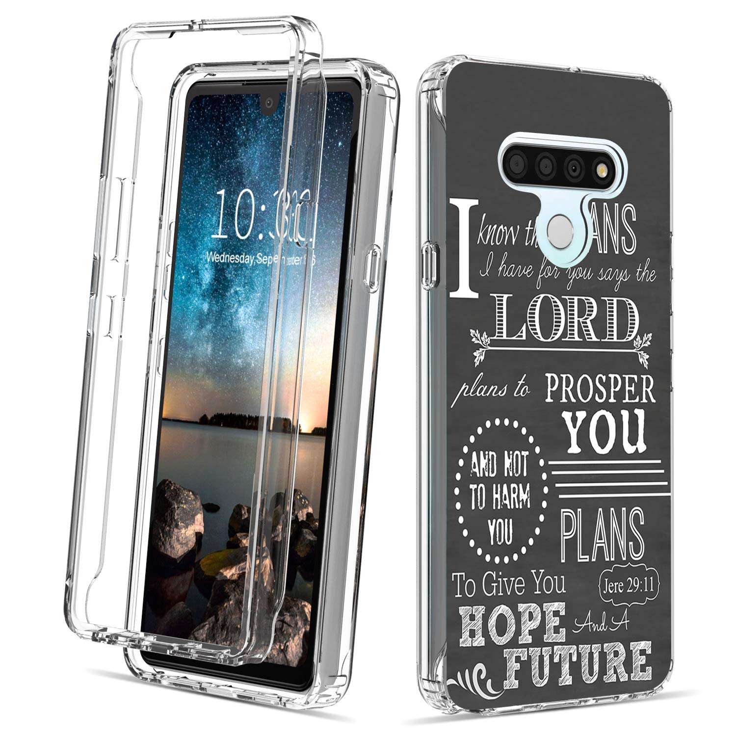 Case for LG Stylo 6,Spsun Dual Layer Shockproof Protective Clear Phone Case Hard PC Bumper + TPU Back Cover Case for LG Stylo 6 2020 - Quote Bible Verse Jeremiah 29:11 1