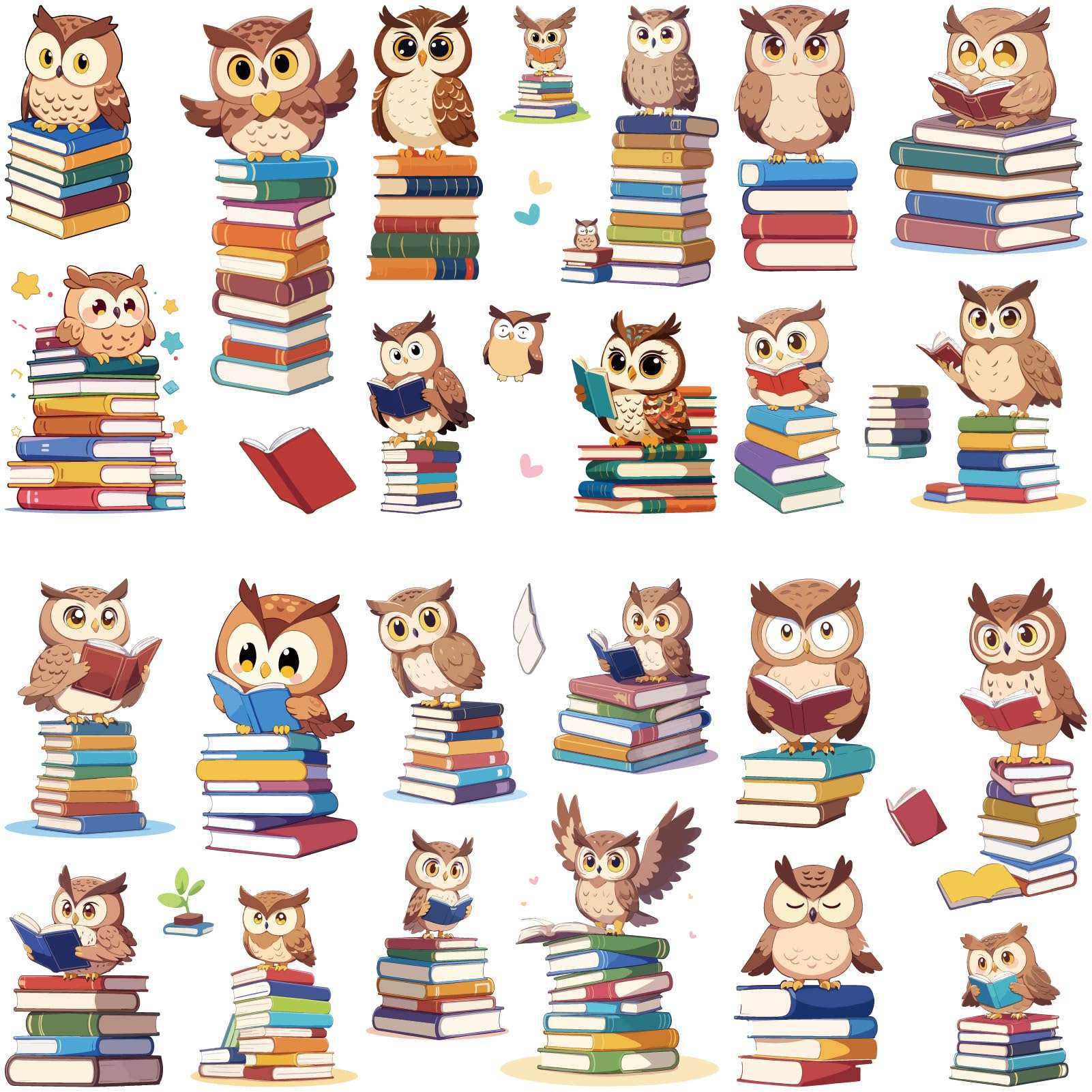CRASPIRE 8 Sheets Owl Window Sticker Book Heart Wall Clings Birds Peel and Stick Paster Waterproof Large Decals for Home Stairway Restaurant Kitchen Bathroom Showcase Glass Mirror Doors PVC Decor 1