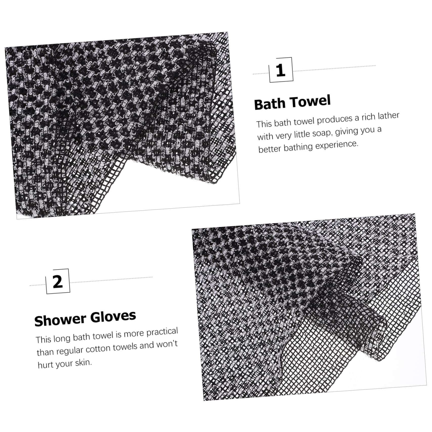 BEBEMOKO 6 Pcs Long Back Towel Bath Gloves Exfoliating Back Scrubber Bath Towels Body Exfoliating Towel Korean Scrubbing Cloth Exfoliating Washcloth Towel Sand off Mitt Body Towel Polyester 3