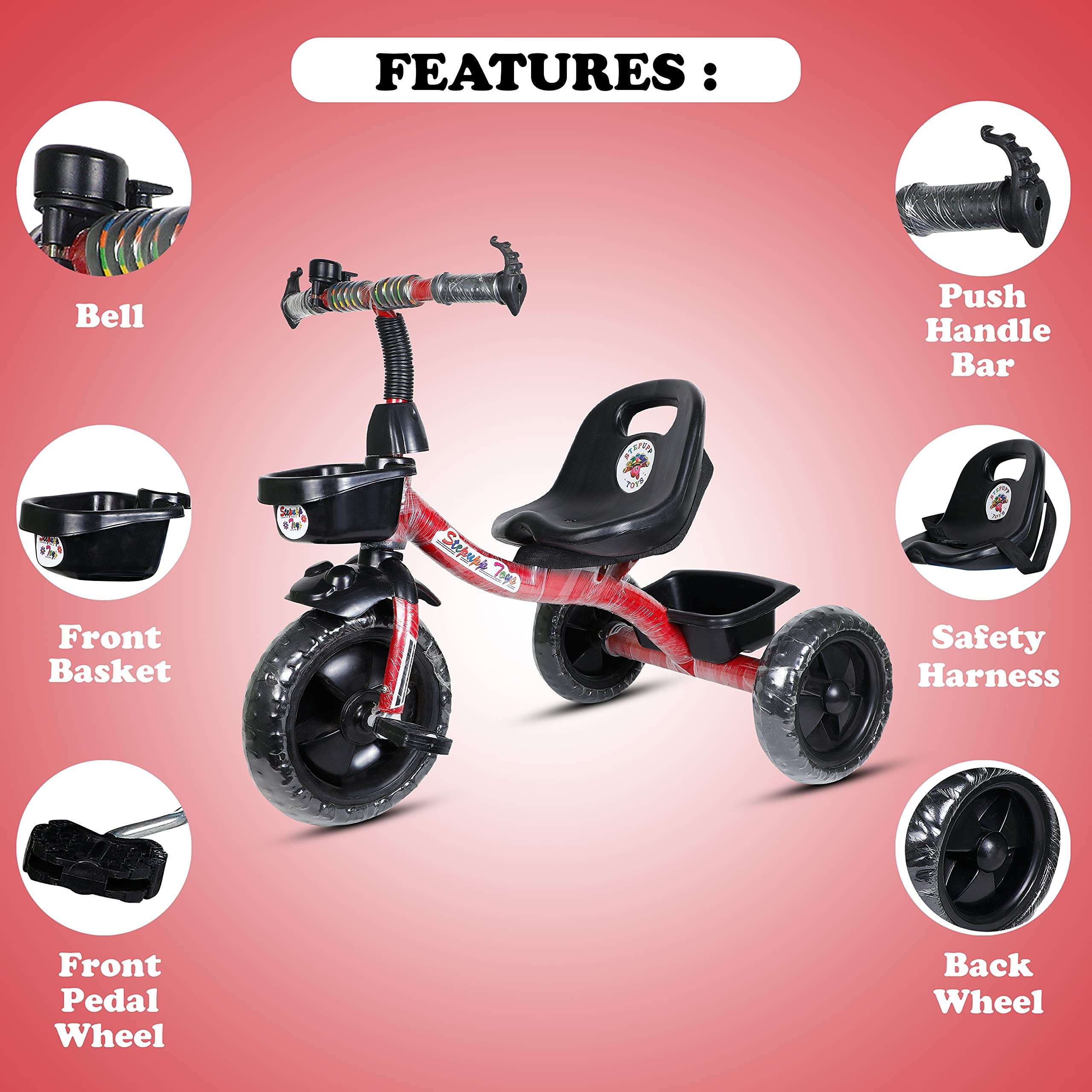 Stepupp Tricycle for Kids Green Colour with Basket Baby Tricycle for Baby boy or Baby Girl Kids trikes or Toddler Tricycle for 1,2,3,4 Years Kids 3