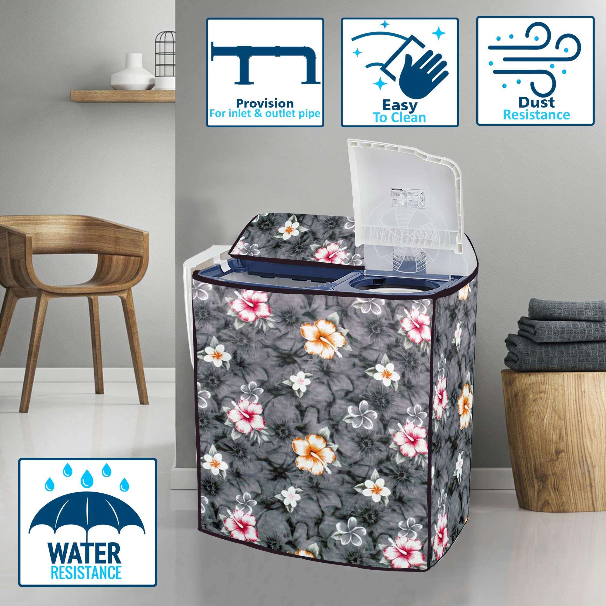 Wings Star Washing Machine Cover for LG 8.5 KG Semi-Automatic Top Loading P9560R3FA, Waterproof & Dustproof Cover KUM87 6