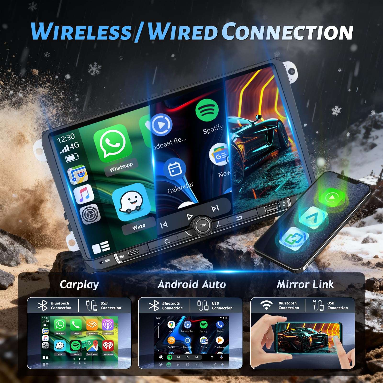 [4+64] Volxcereo Car Radio for VW Passat Jetta Golf MK5 MK6 Volkswagen Tiguan, 9 inch Android Touchscreen Stereo with Carplay/Android Auto, GPS, WiFi, Bluetooth, SWC, FM/RDS 6