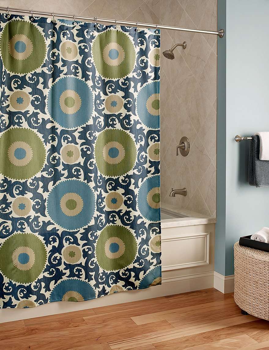 M. Style Ottoman Blossom Microfiber Shower Curtain Color: Indigo 1