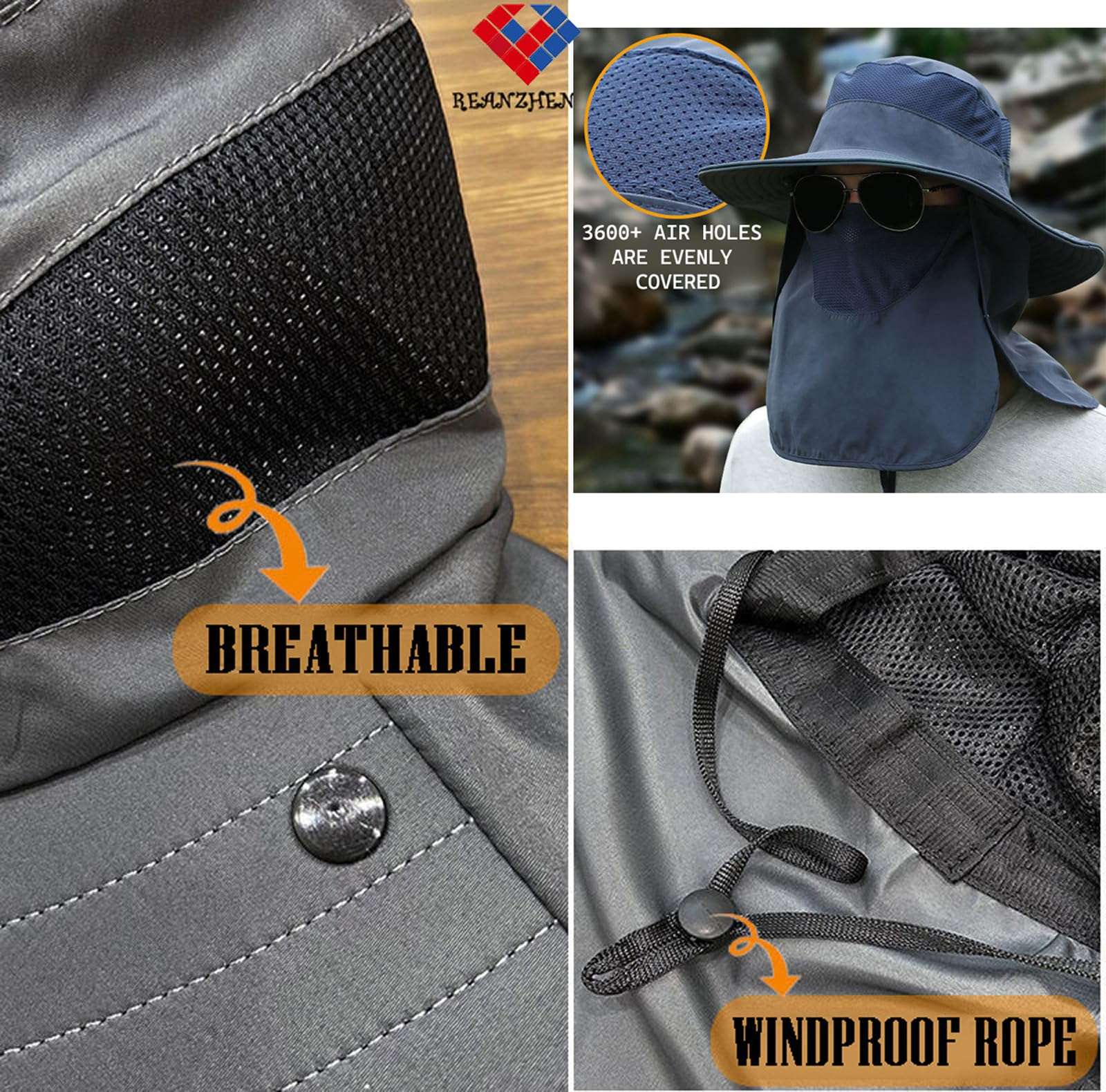 Outdoor Sun Hat for Men/Women with 50+, Waterproof Wide Brim Bucket Hat Foldable Boonie Hat with Neck Flap for Dad... (Yellow) 6