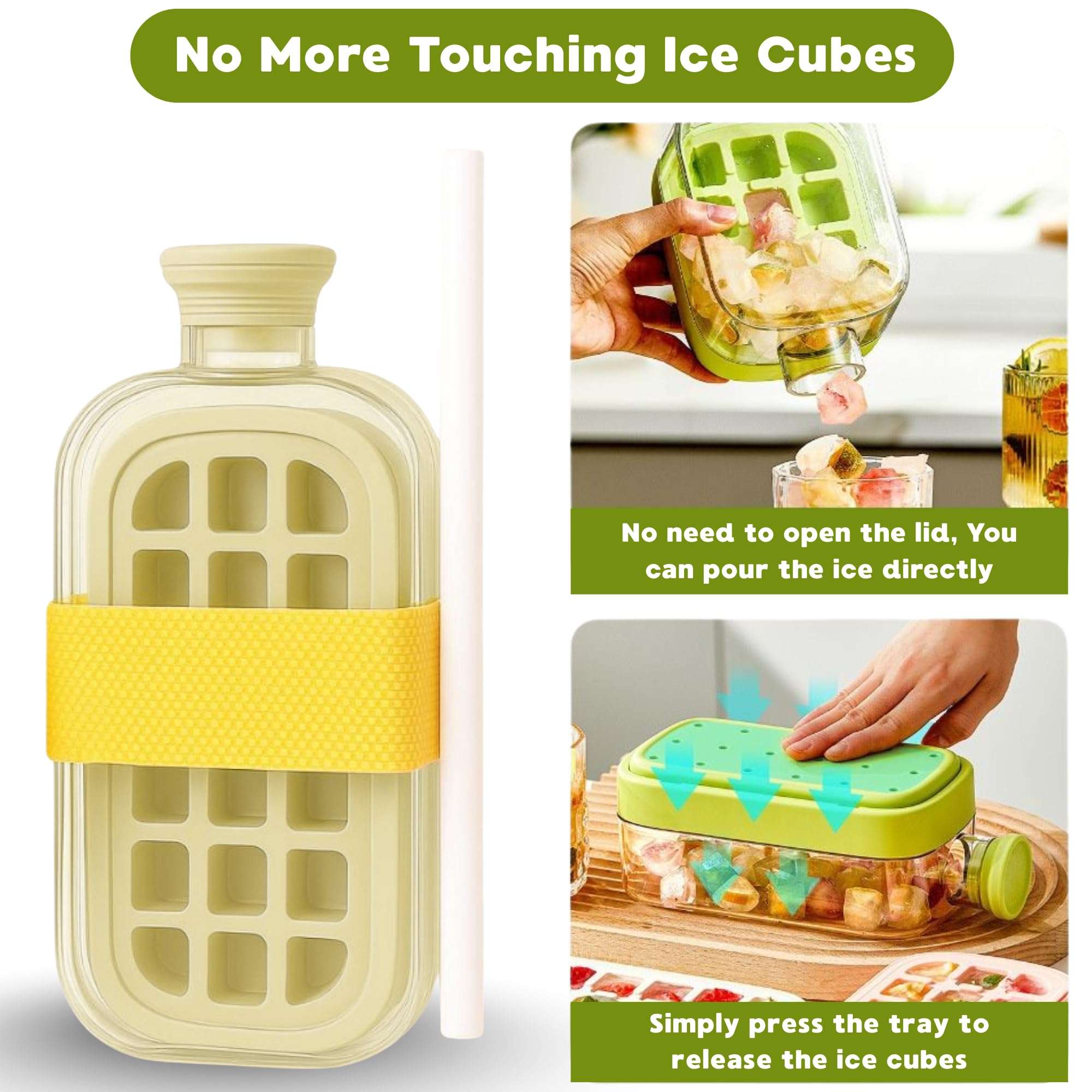 WanderWrap 2-in-1 Ice Cube Water Bottle – Leak Proof Reusable Bottle with Built-in Ice cube Tray | BPA-Free Silicone & Plastic Ice Cube Maker Bottle | Portable Sports, Travel, Gym, Office Hydration 4