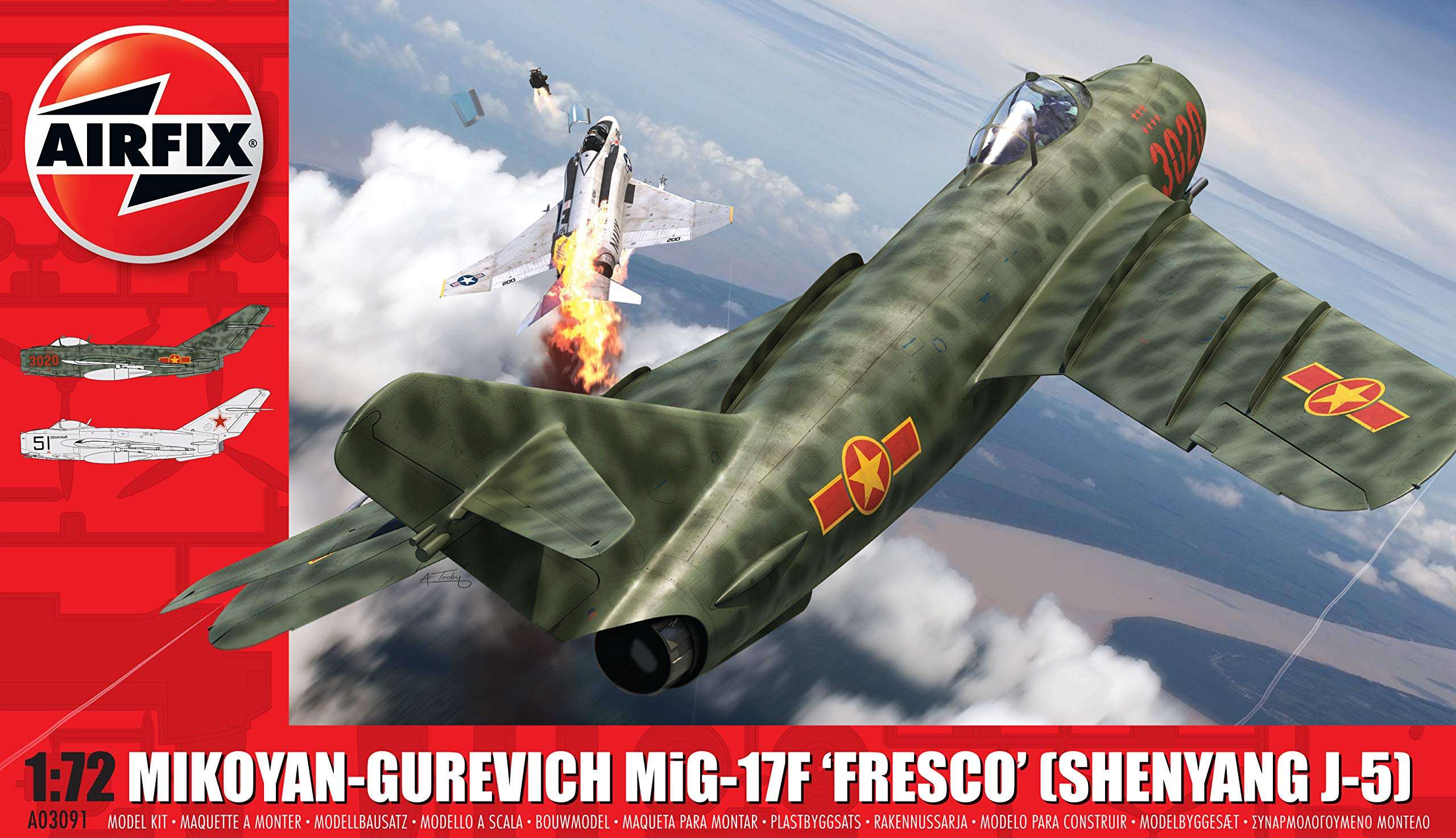 Airfix Model Airplane Kit Gift Set - A03091A Mikoyan-Gurevich MiG-17F 'Fresco', Plastic Plane Model Kits for Adults & Kids 8+, Skill Level 2, 1:72 Scale WW2 Military Aircraft - Real Aeroplane Gifts 1