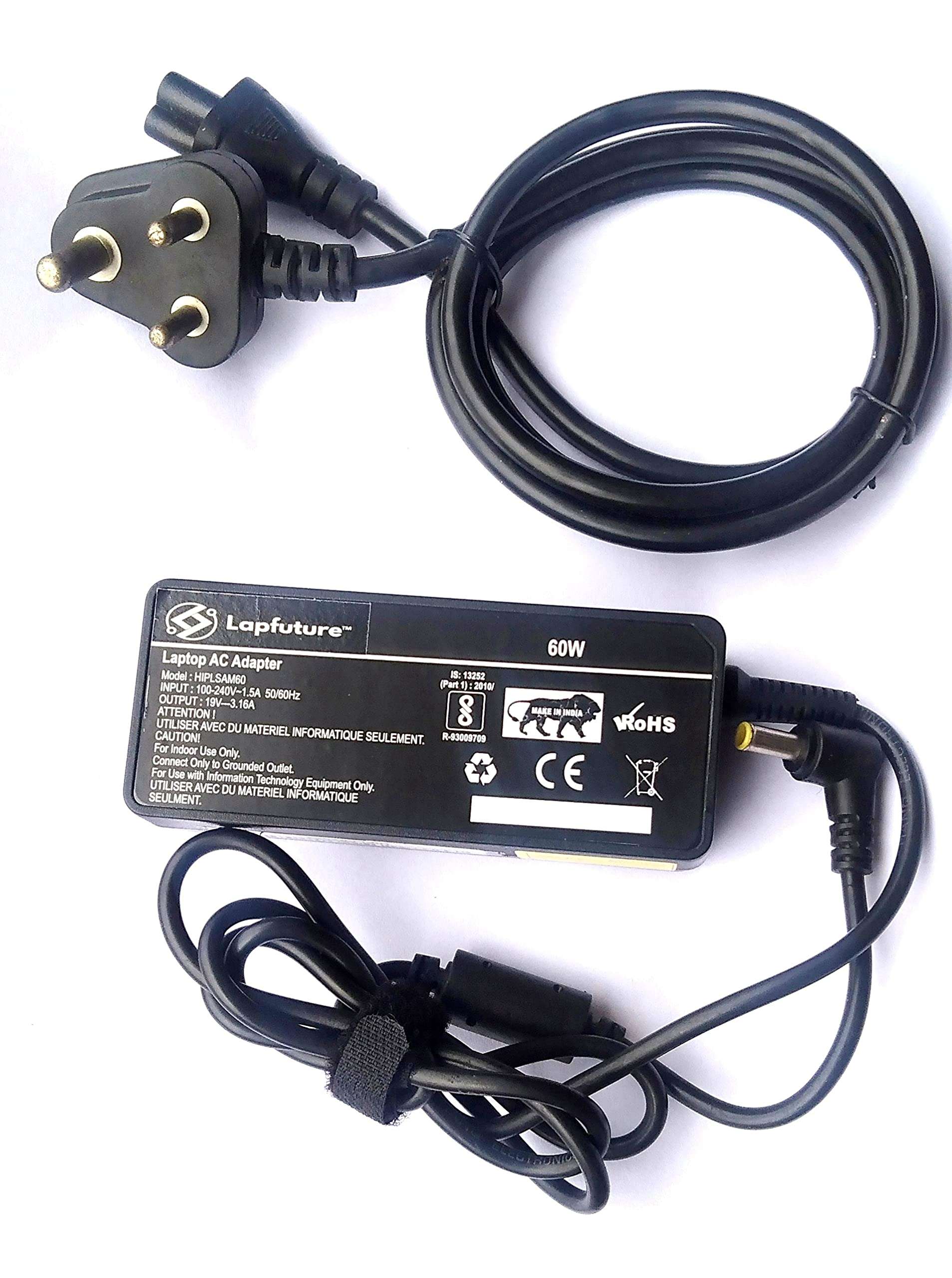 Lapfuture Laptop Charger for Samsung NP300E5C NP3530EC 19V 3.16A 60 W 5.5MM X 3.0MM Pin Dia Laptop Adapter with Power Cord Free 4