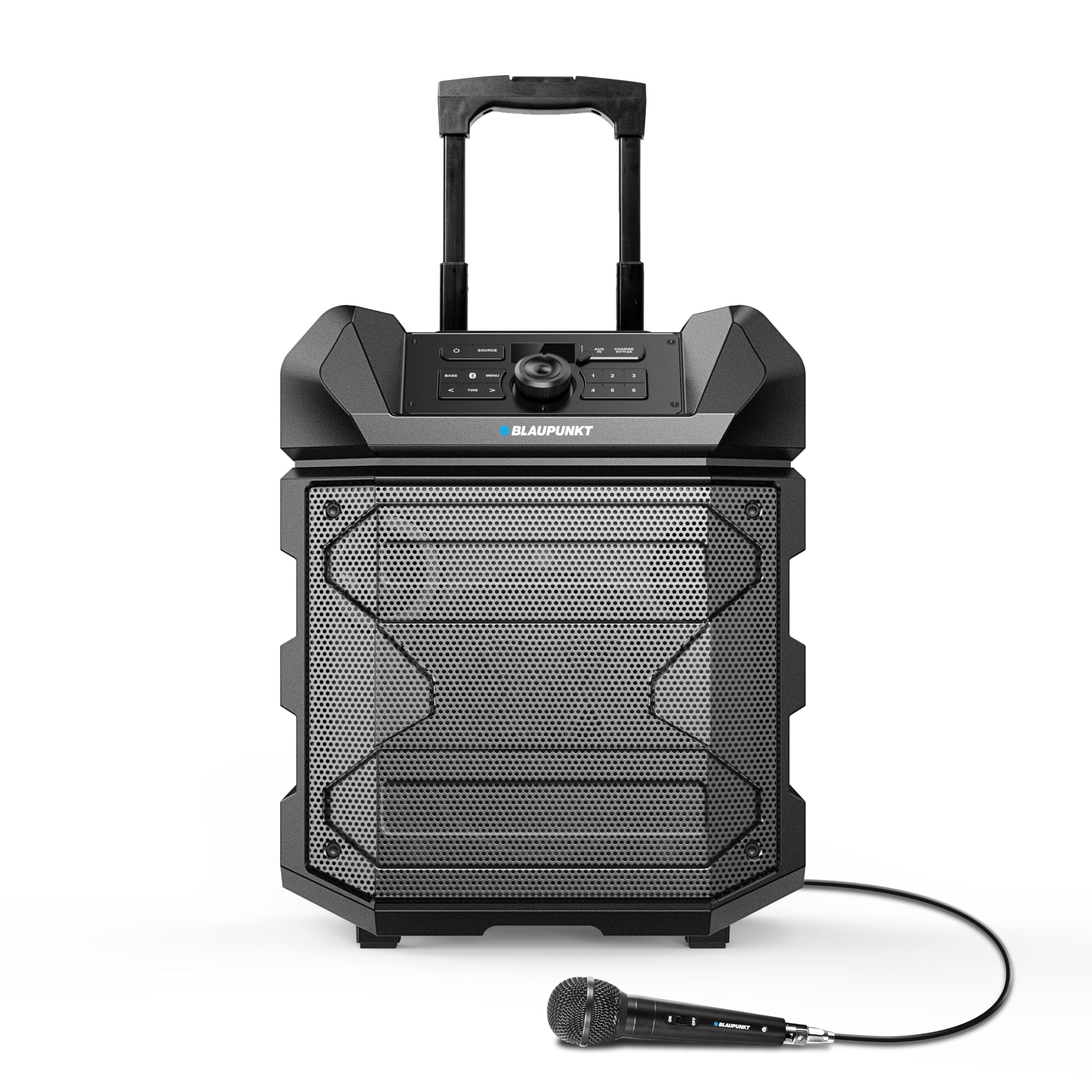 Blaupunkt Newly Launched Rock & ROLL PS150 Wireless Bluetooth 100W Outdoor Party Speaker with Karaoke Mic I 4500mAh Battery I Rugged I On The Wheels - Ultimate Sound for Unforgettable Parties 1