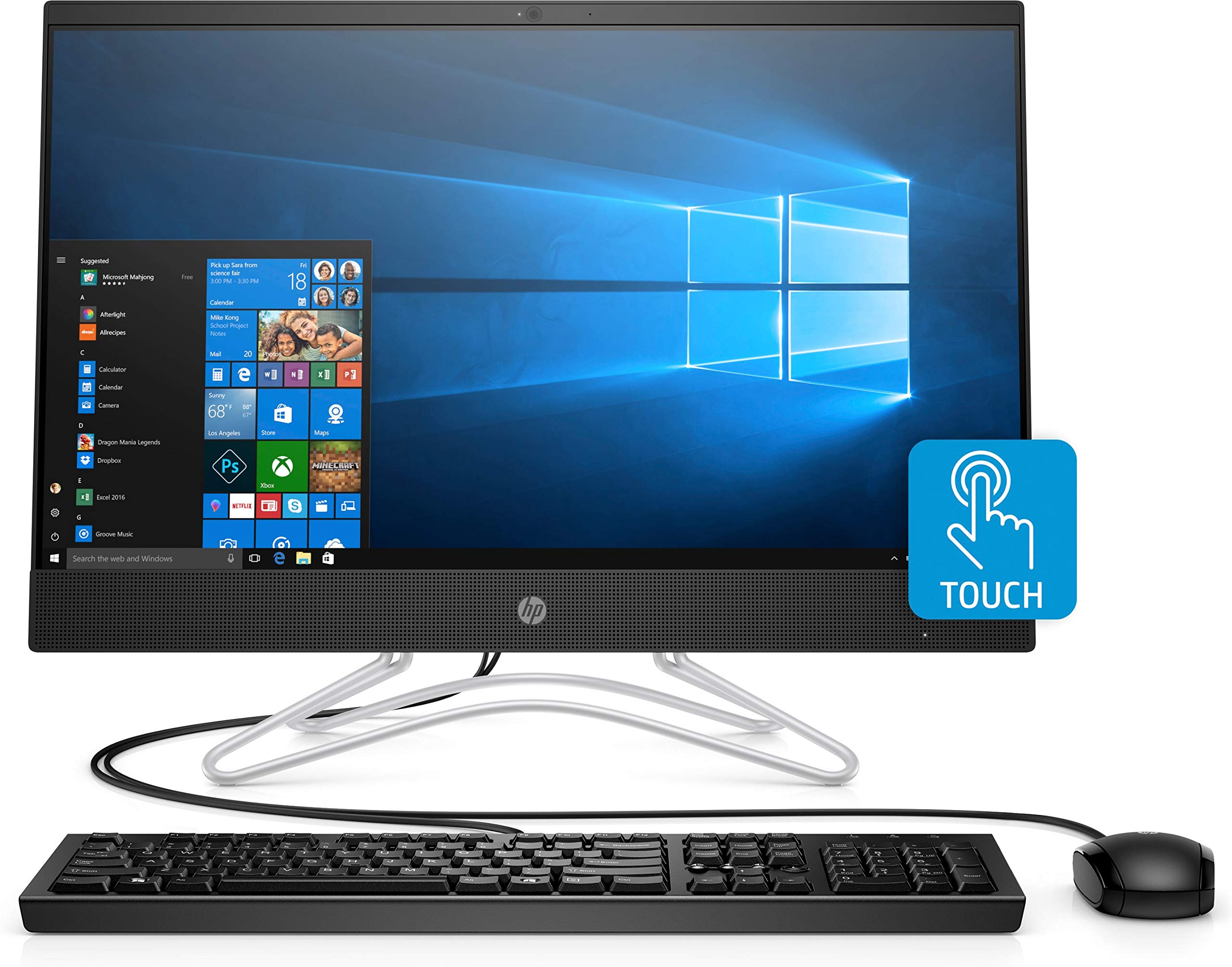 HP All-in-One Desktop 23.8" FHD Touchscreen Intel i5-8400T 8GB RAM 16GB Optane 1TB HDD DVD Privacy Webcam Windows 10 with Keyboard + Mouse