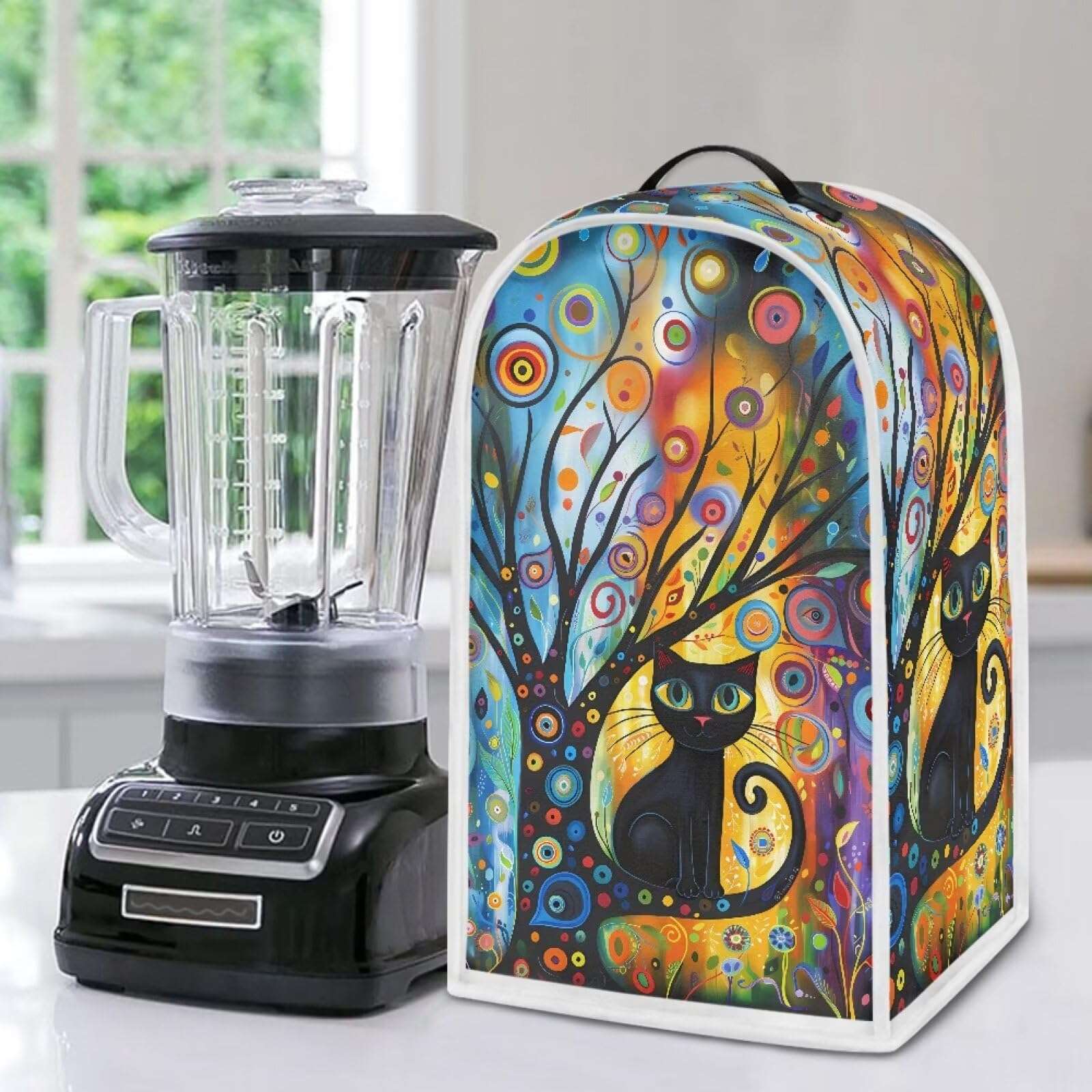 PJHEQOXE Modern Art Cat Print Blender Cover Small Kitchen Appliance Covers Stand Mixer Coffee Juicer Maker Blender Dust Cover and Fingerprint Protection 6
