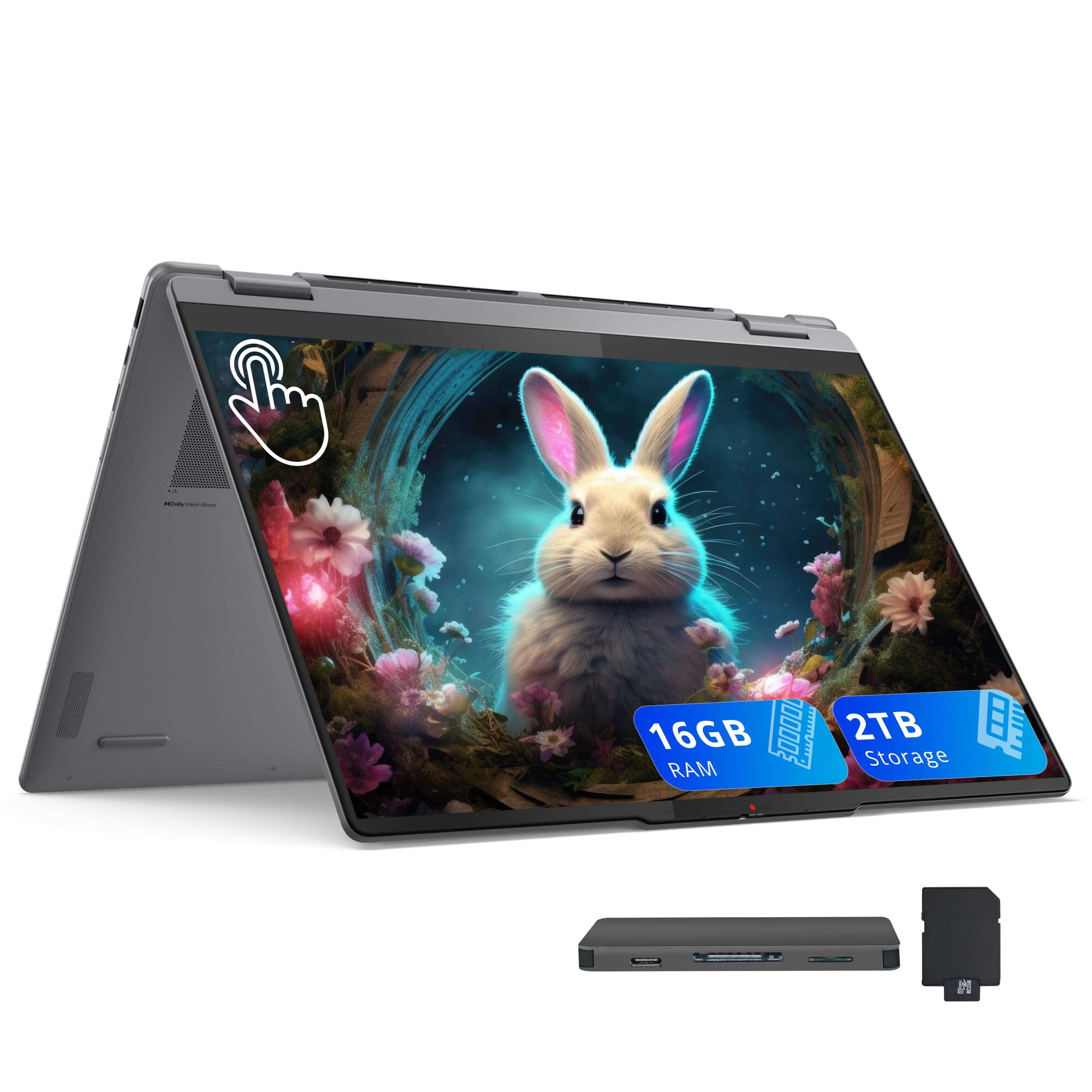 Lenovo Yoga 7i 2-in-1 16" 2K Touchscreen Laptop, Intel Core Ultra 7 256V, 16GB LPDDR5X, 2TB(1TB SSD+1TB Docking Station Set), Intel Arc Graphics, Fingerprint, Backlit Keyboard, Wi-Fi 7, Win11, Gray 1