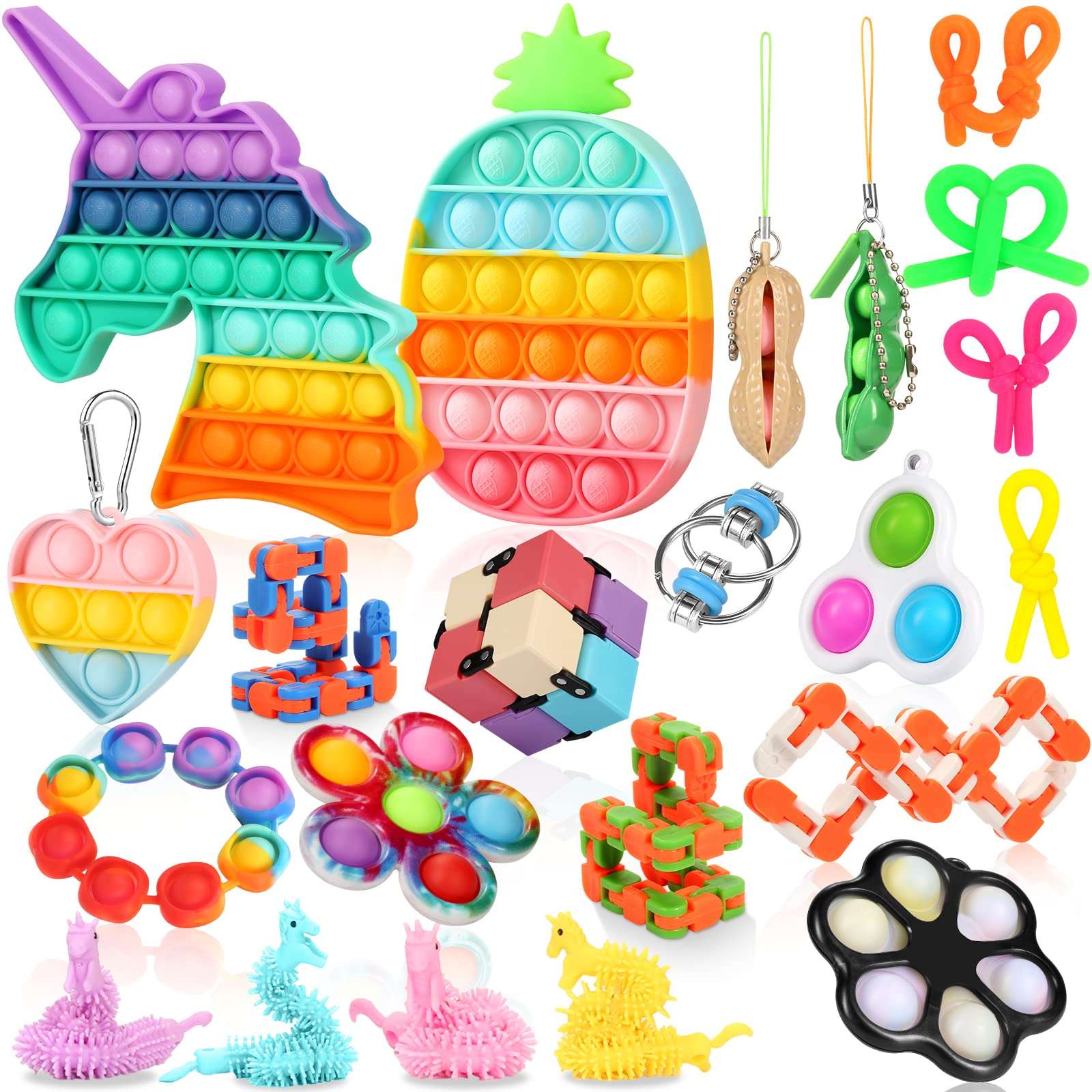Fescuty Fidget Toys Pack Set Pop Fidgets Toy Sets Packs Fidget Toys Pack Stress Relief and Anti-Anxiety Tools Sensory Toys… (23 Packs) 1