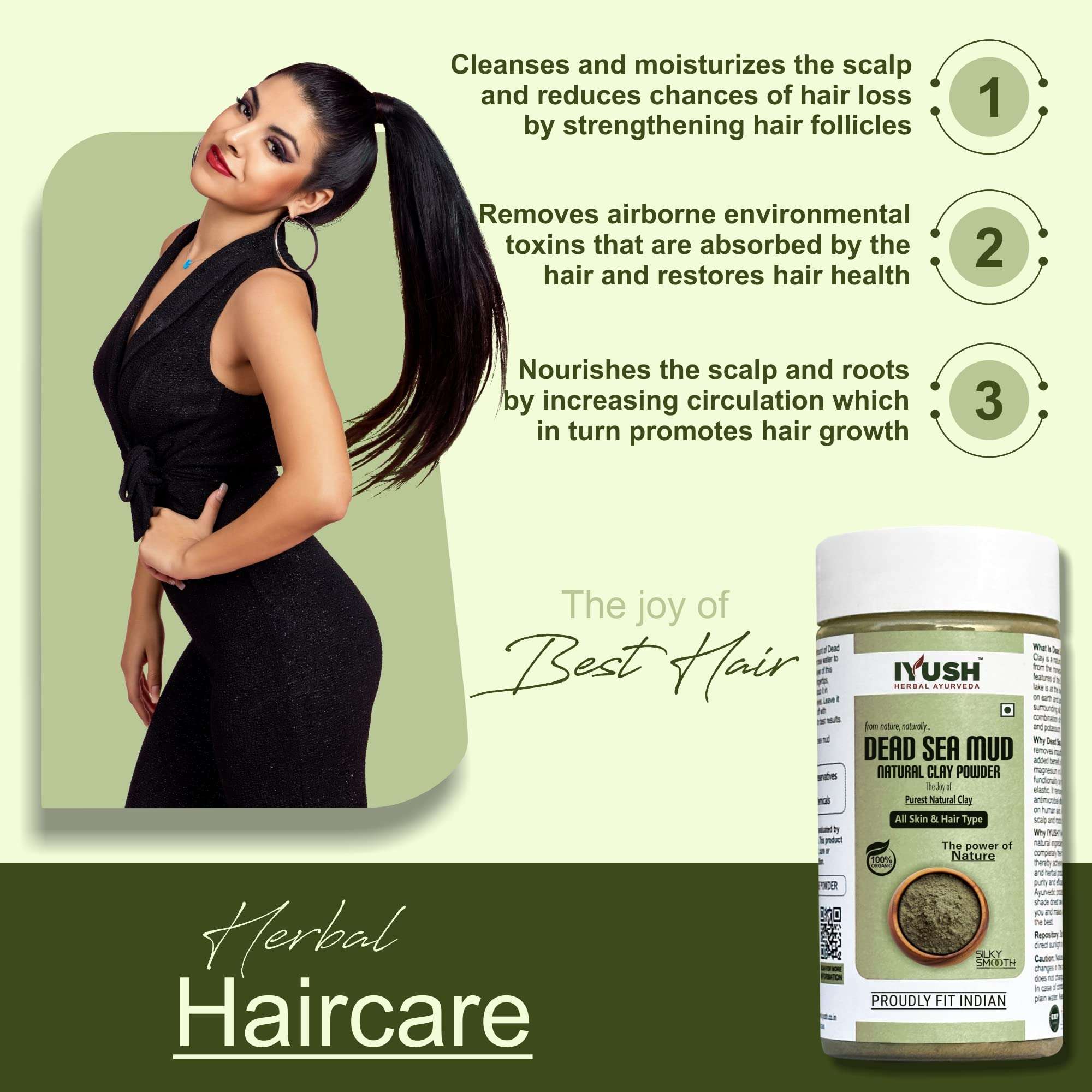 IYUSH Herbal Ayurveda Dead Sea Mud Powder – 800gm | Dead Sea Mud Mask Powder | Mud Pack for Face | Clay for Masks | Clay Powder for Face | De Tan Pack to Open Pores | Clay Mask Powder | 400gm each 6