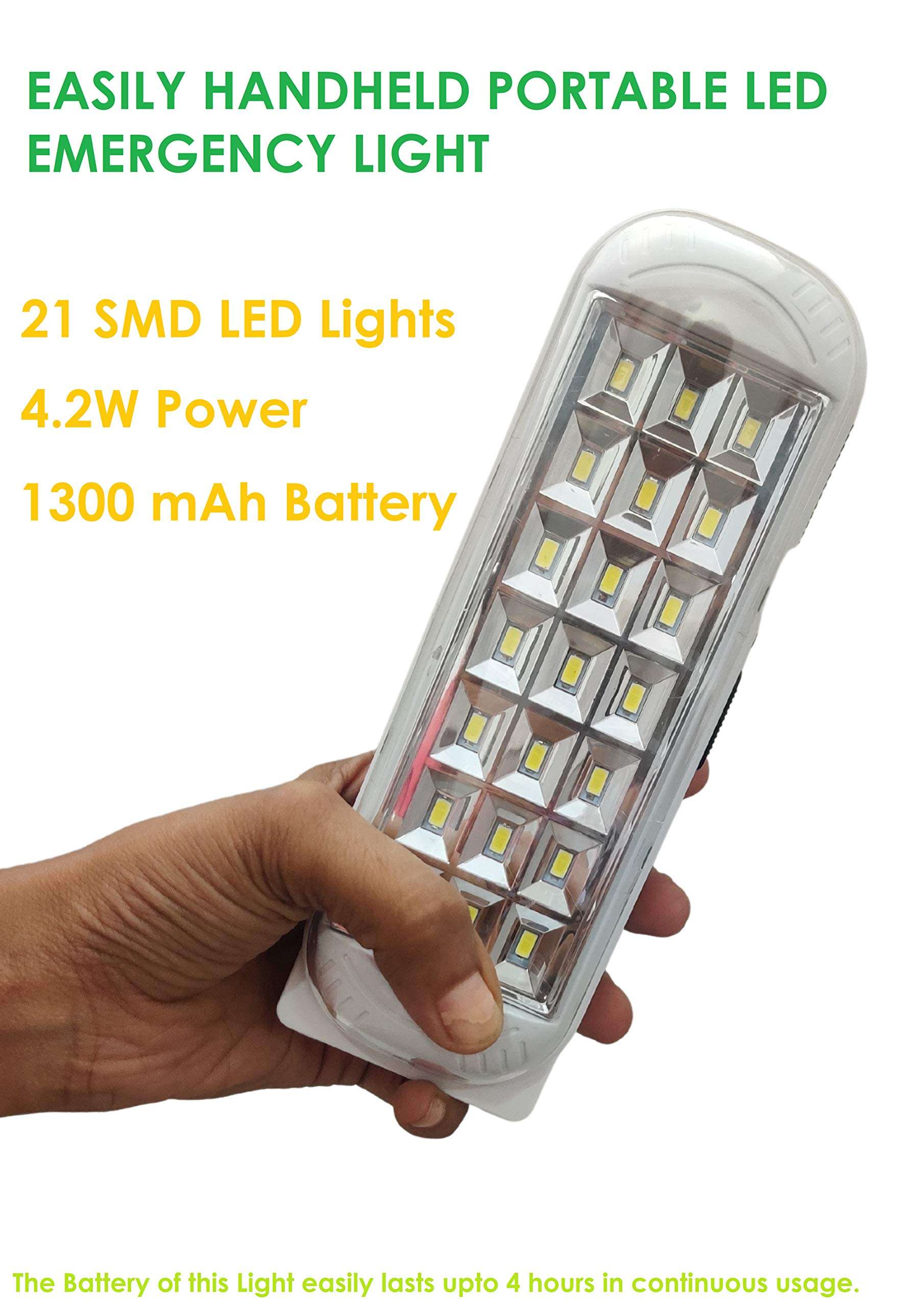 RD TL-50 1300mah Portable Rechargeable Hand LED Light Lamp Emergency Light with 2 Light Settings and a Charging Wire for Indoor and Outdoor 6