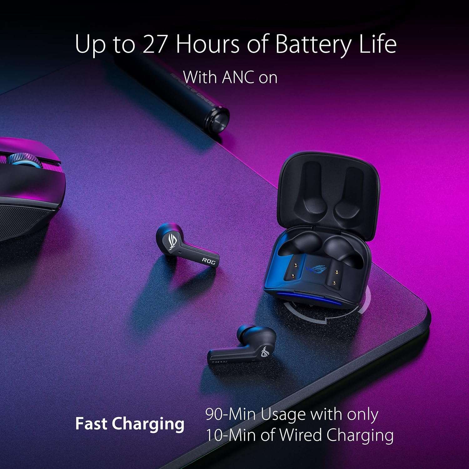 ASUS ROG Cetra True Wireless Gaming Headphone, Bluetooth, Driver Size 10 mm, Frequency Response 20 Hz - 20 KHz, Omnidirectional, Microphone Frequency Response 100Hz - 10KHz, Noise Cancellation. 4