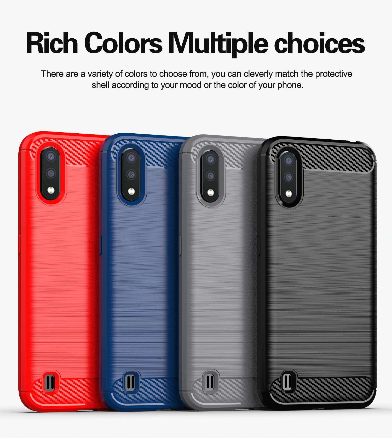 Galaxy A01 case,Samsung A01 case,MAIKEZI Soft TPU Slim Fashion Anti-Fingerprint Non-Slip Protective Phone Case Cover for Samsung Galaxy A01(Red Brushed TPU) 3