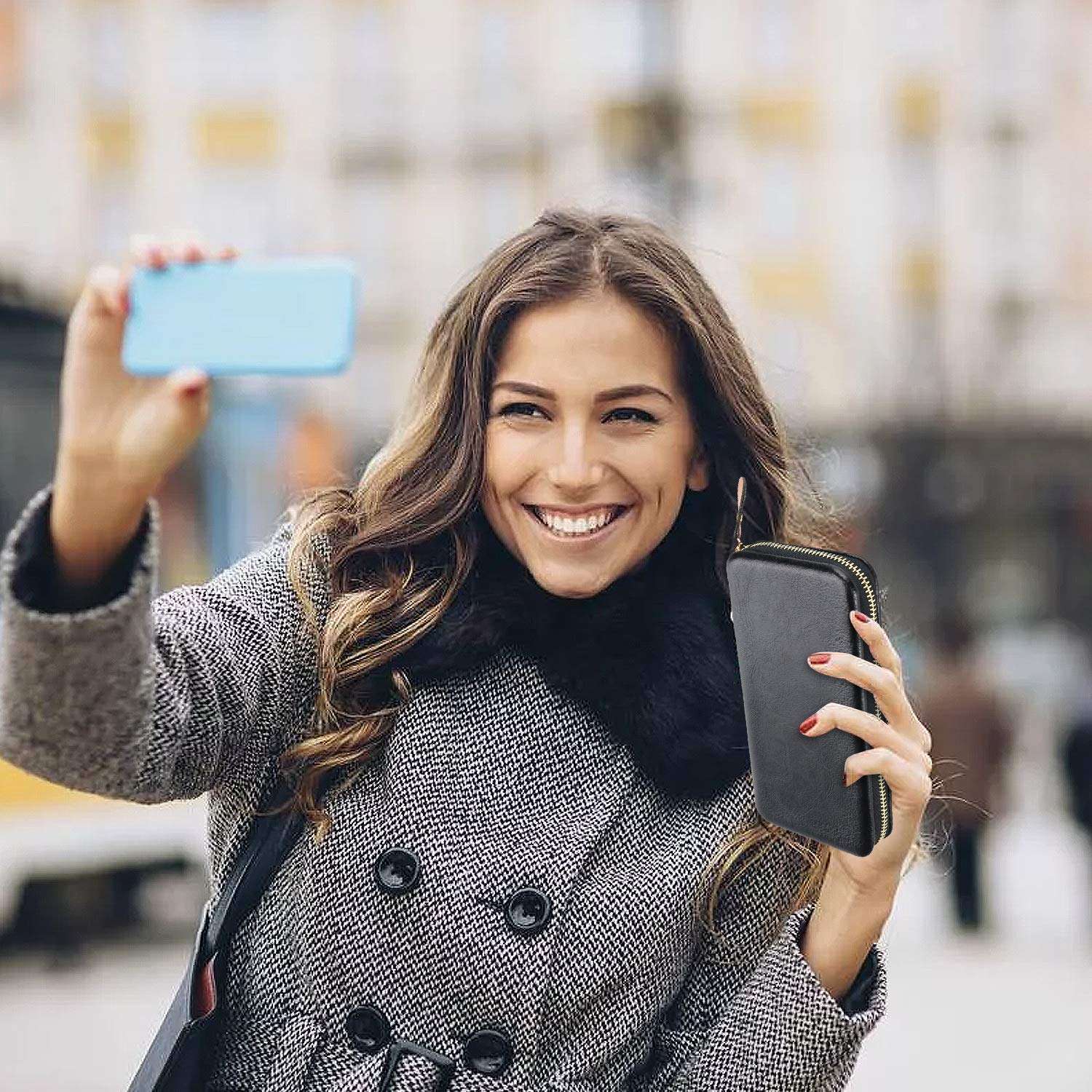 Green Vanguard Cellphone Wallet for Women Men Zipper Long Purse with Removable Wristlet Universal Cell Phone Lanyard Compatible with iPhone, Galaxy & Most Smartphones Includes Phone Case 5