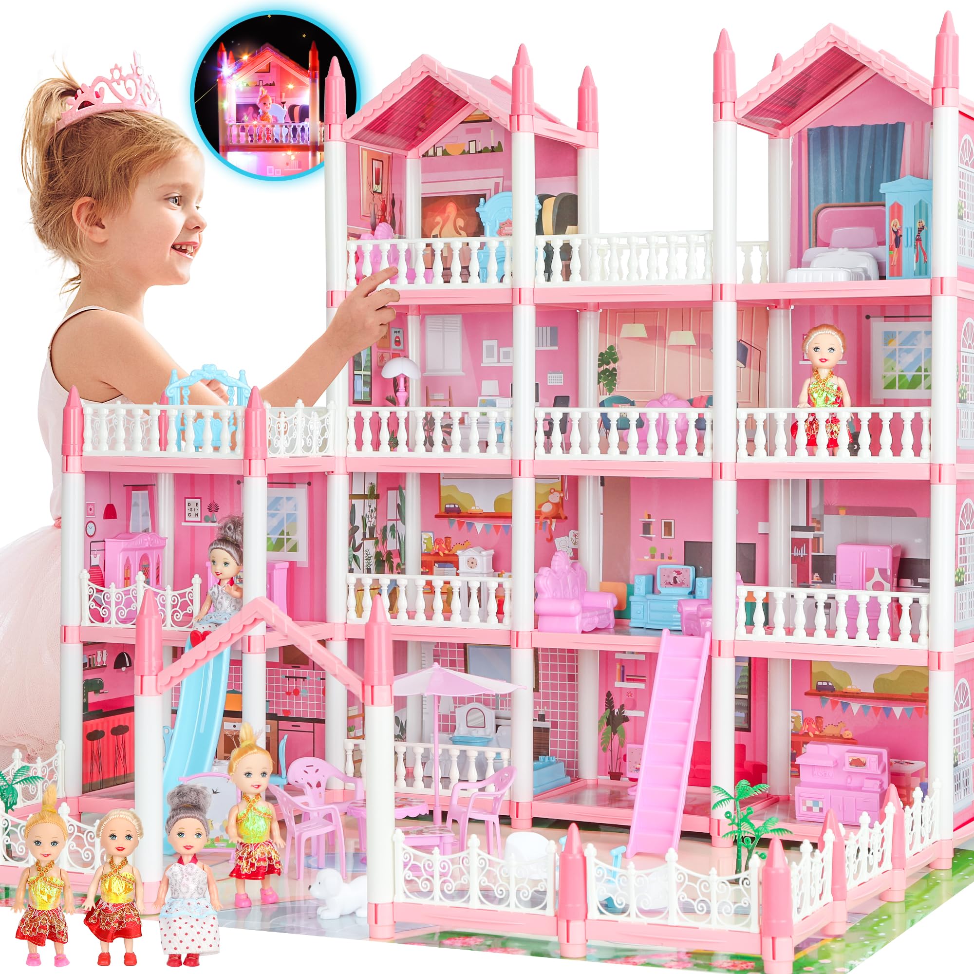 Dream Doll House Playhouse Girls Toys with Furniture Accessories Gifts