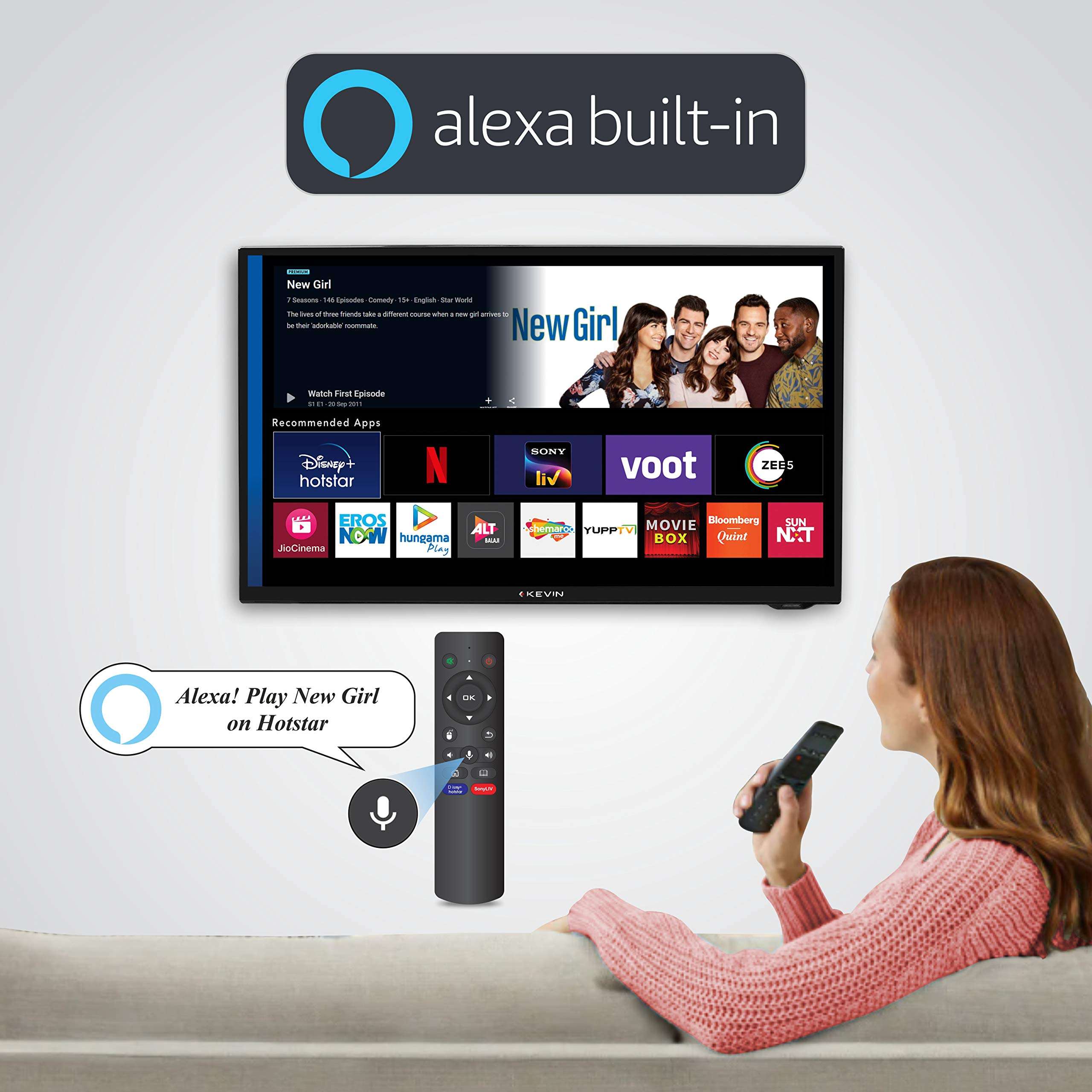 Kevin 80 cm (32 Inches) HD Ready Smart LED TV KN32A (Black) (2021 Model) | With Alexa Built-in 4