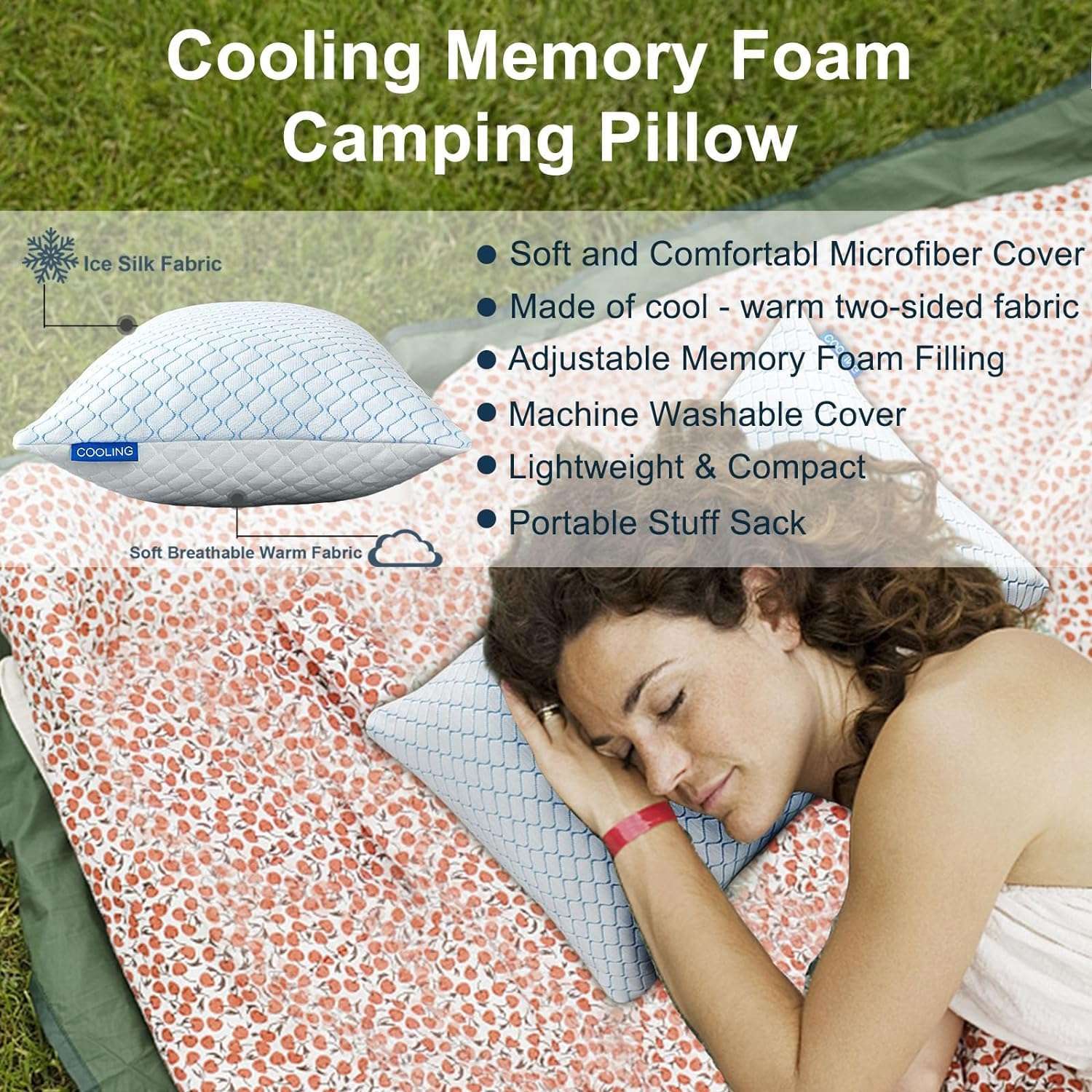 Gehannah Travel Pillow - Large 2 pack Compressible Camping Pillow for Sleeping - Shredded Memory Foam Pillow with 2 Storage Bag Compact Supportive, Pillow for Adult Kid Outdoor Backpacking Hiking Gear 3