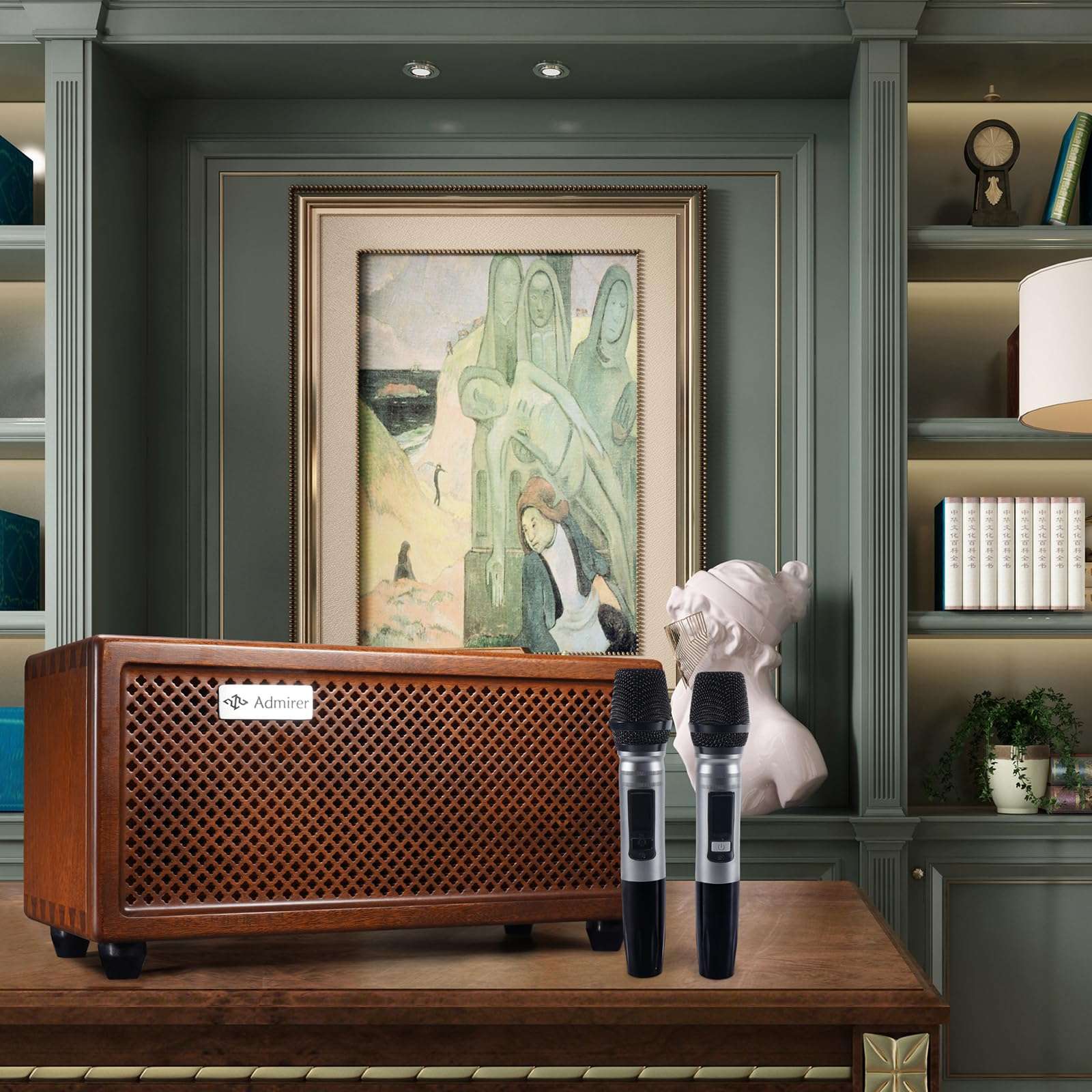 Admirer Bluetooth Speaker 2.1 System Natural Wooden 100W Vintage Hi-Fi Stereo Speaker with Bluetooth, USB, AUX, MIC, Frequency Range :2400-2483.5MHz 6