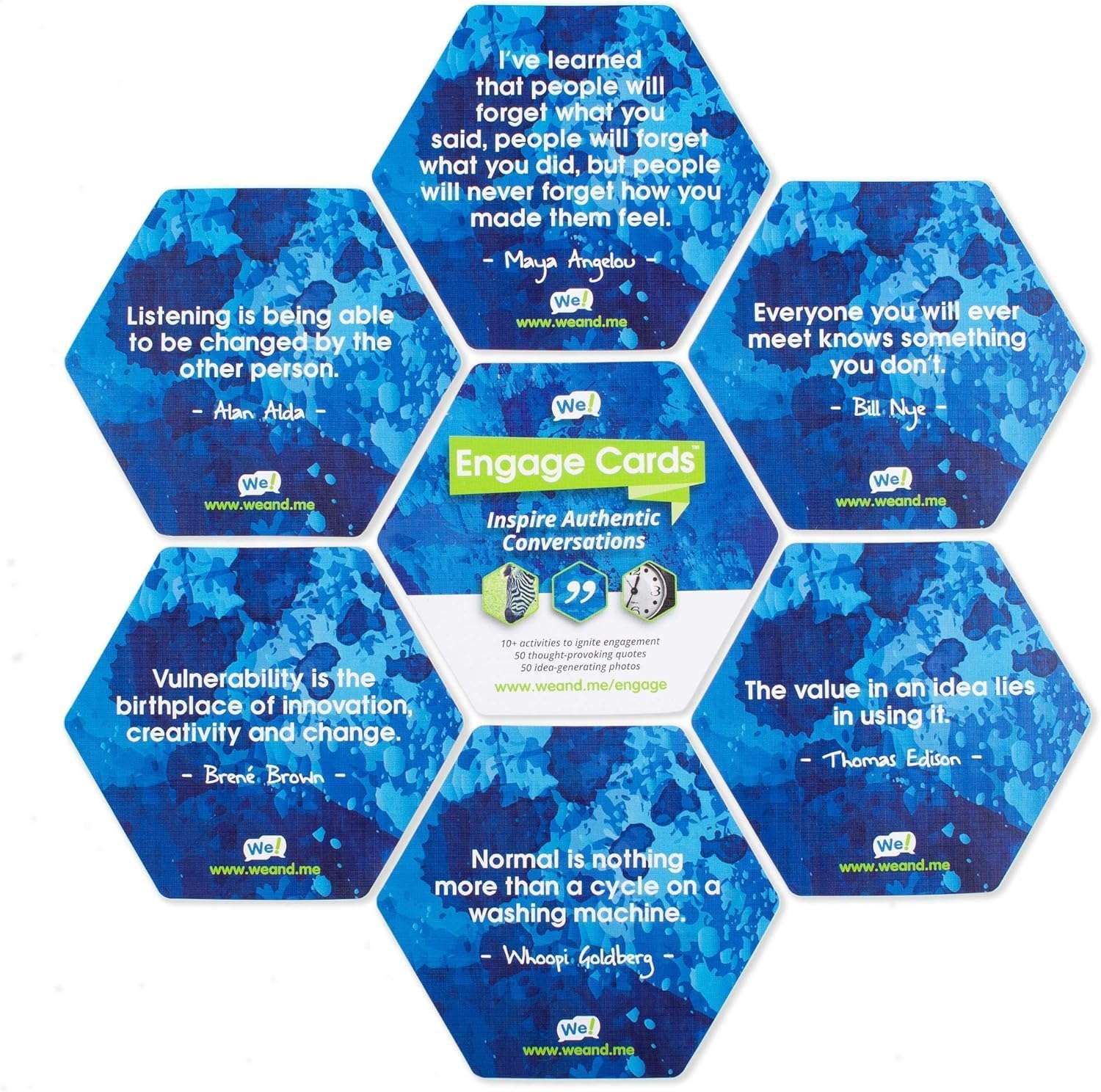 We! Engage Cards - Conversation Cards to Build Trust & Connection - 56 Inspiring Pieces with Quotes, Photos, & Activities - Ideal for Office Meetings, Ice Breakers, and Educational Team Building 2